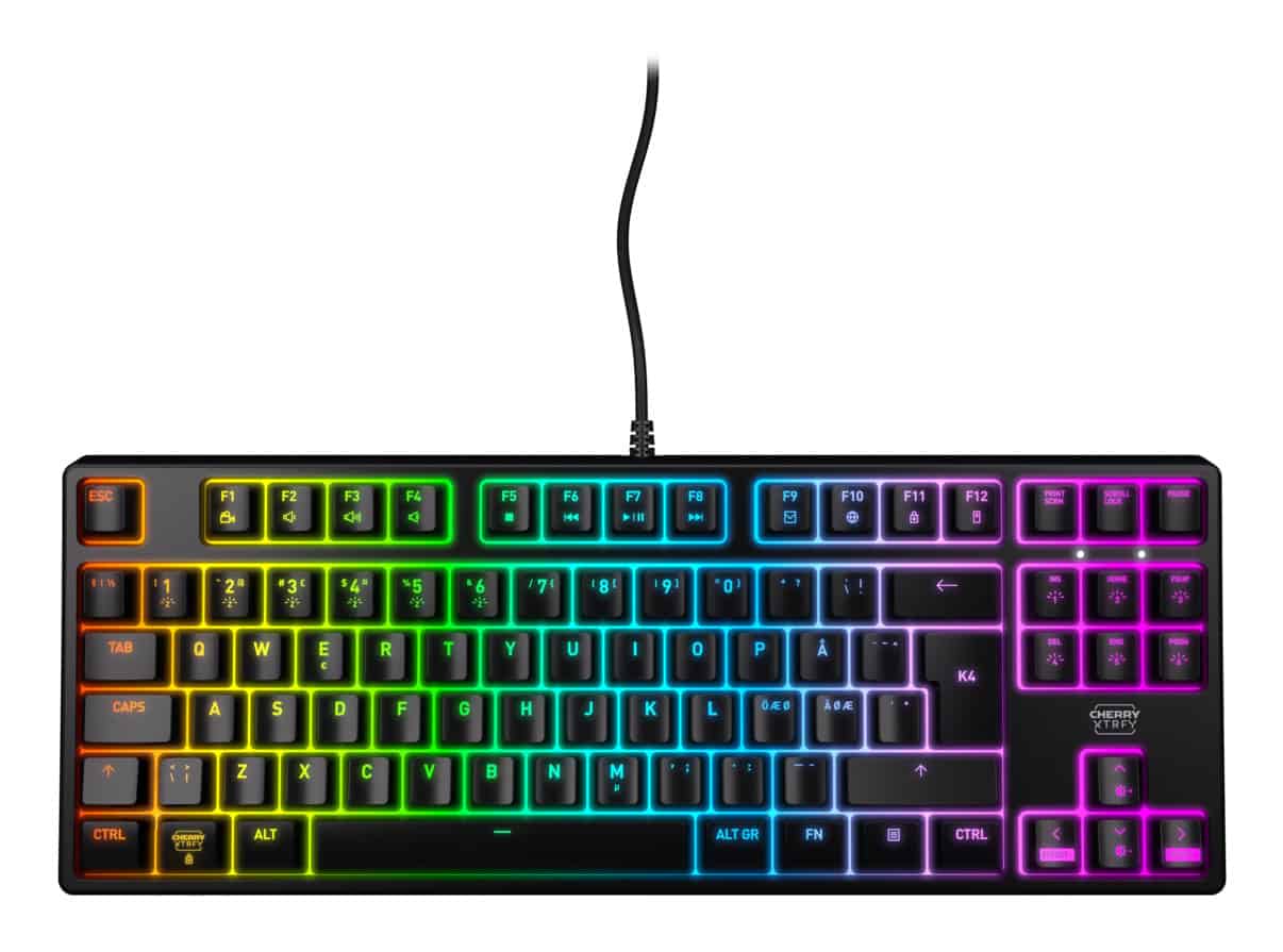 CHERRY K4V2 TKL toetsenbord Gamen USB QWERTY Scandinavisch Zwart (CX-K4V2-RGB-TKL-R-NOR) thumbnail