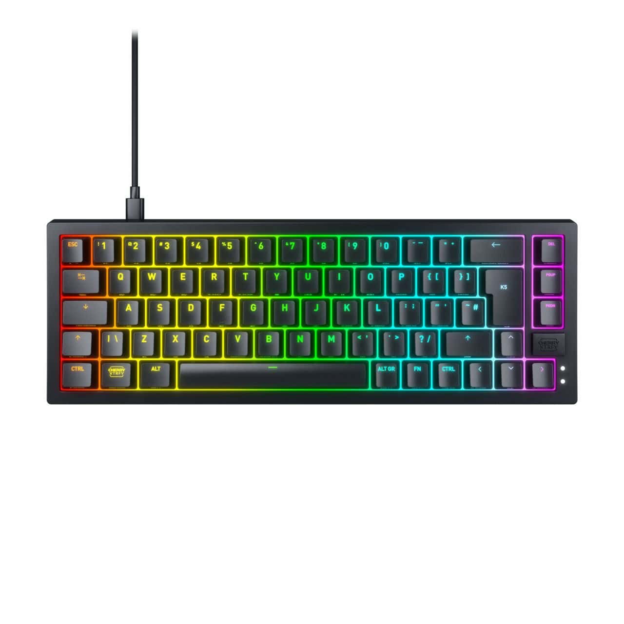 CHERRY K5V2 Compact toetsenbord Gamen USB QWERTY Scandinavisch Zwart (CX-K5V2-RGB-CPT-BLACK-R-NOR) thumbnail