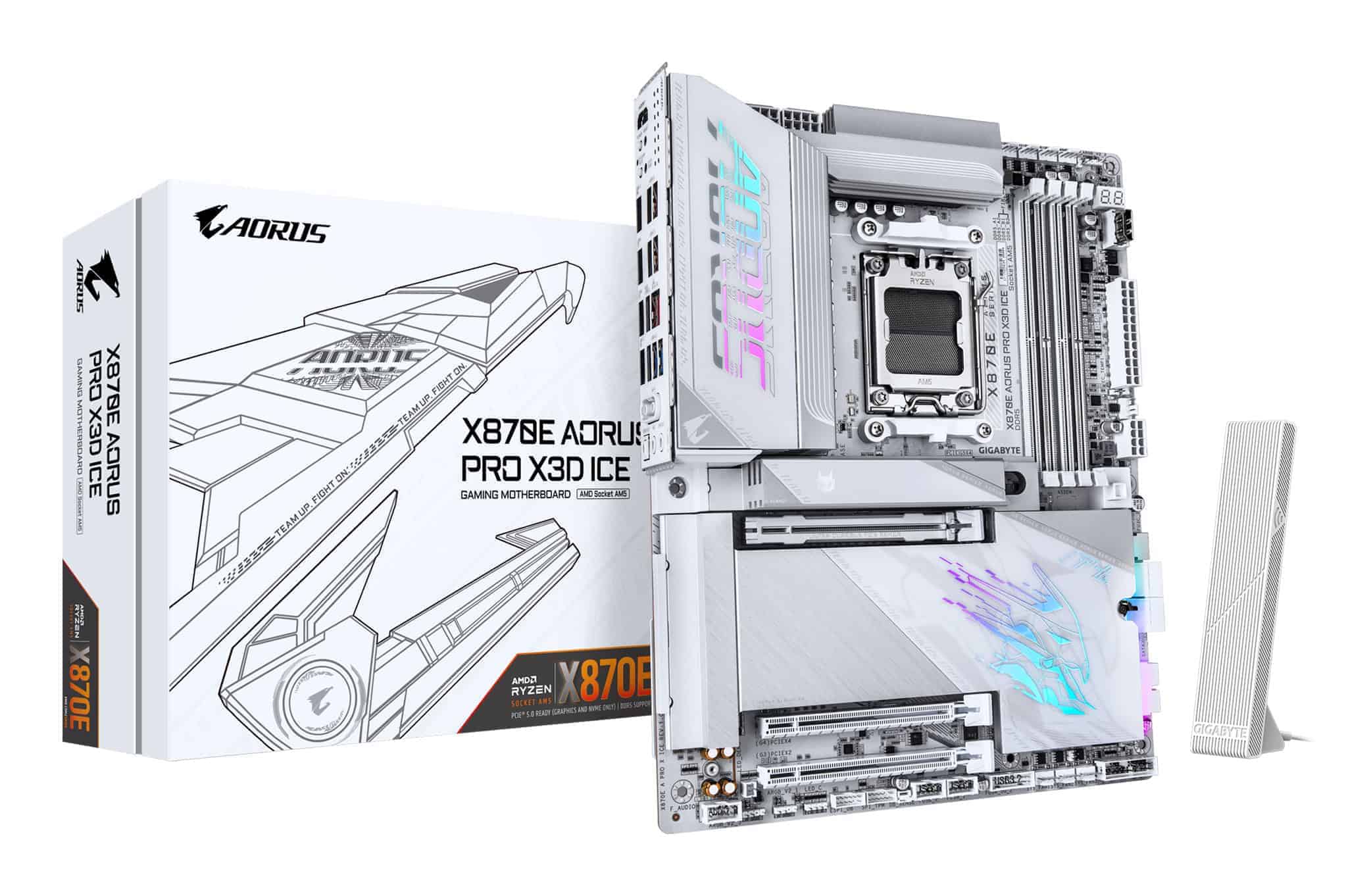 GIGABYTE X870E AORUS PRO X3D ICE AMD X870E Socket AM5 ATX (X870E A PRO X ICE) thumbnail
