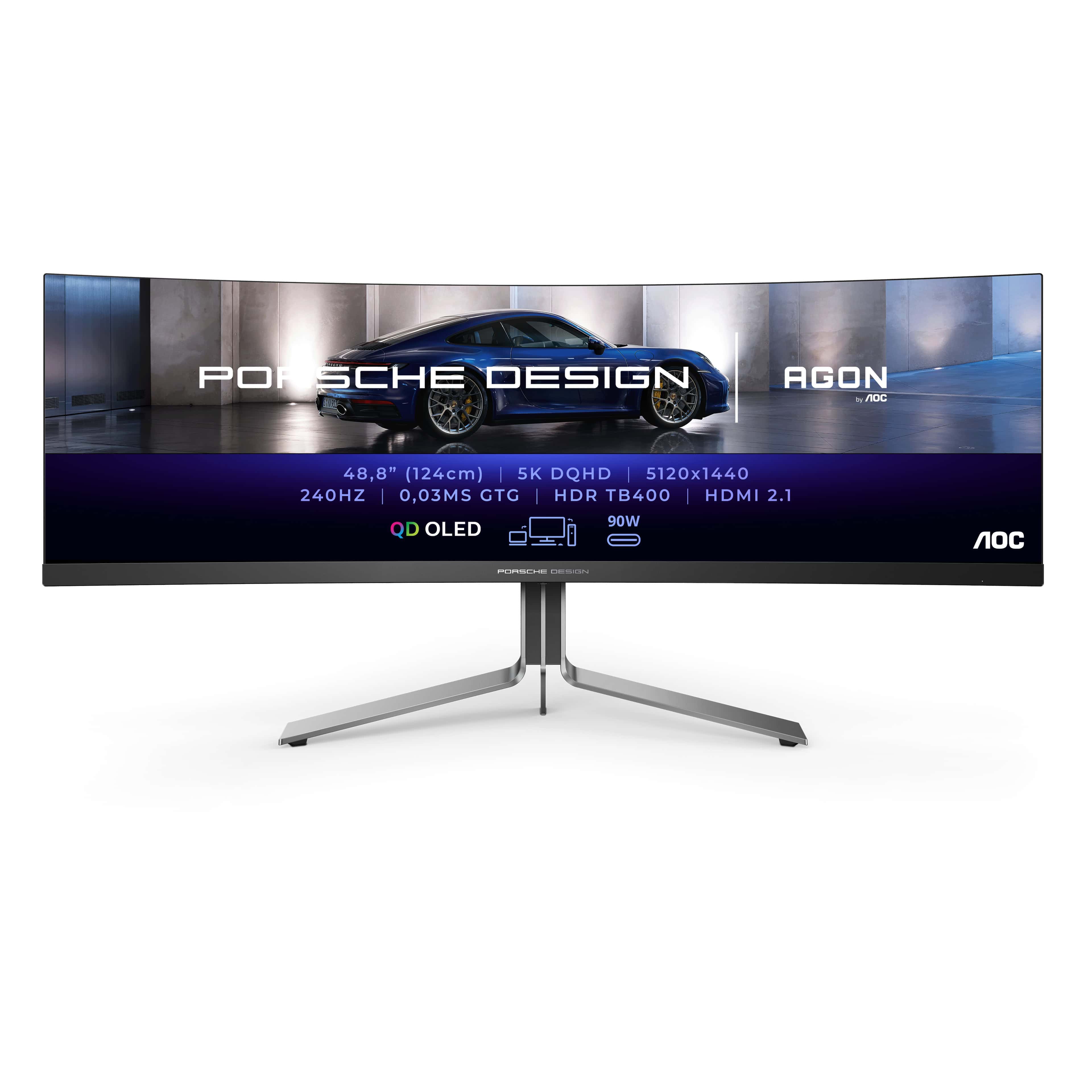AOC Porsche PD49 computer monitor 124,5 cm (49) 5120 x 1440 Pixels DQHD QD-OLED Zwart (PD49) thumbnail