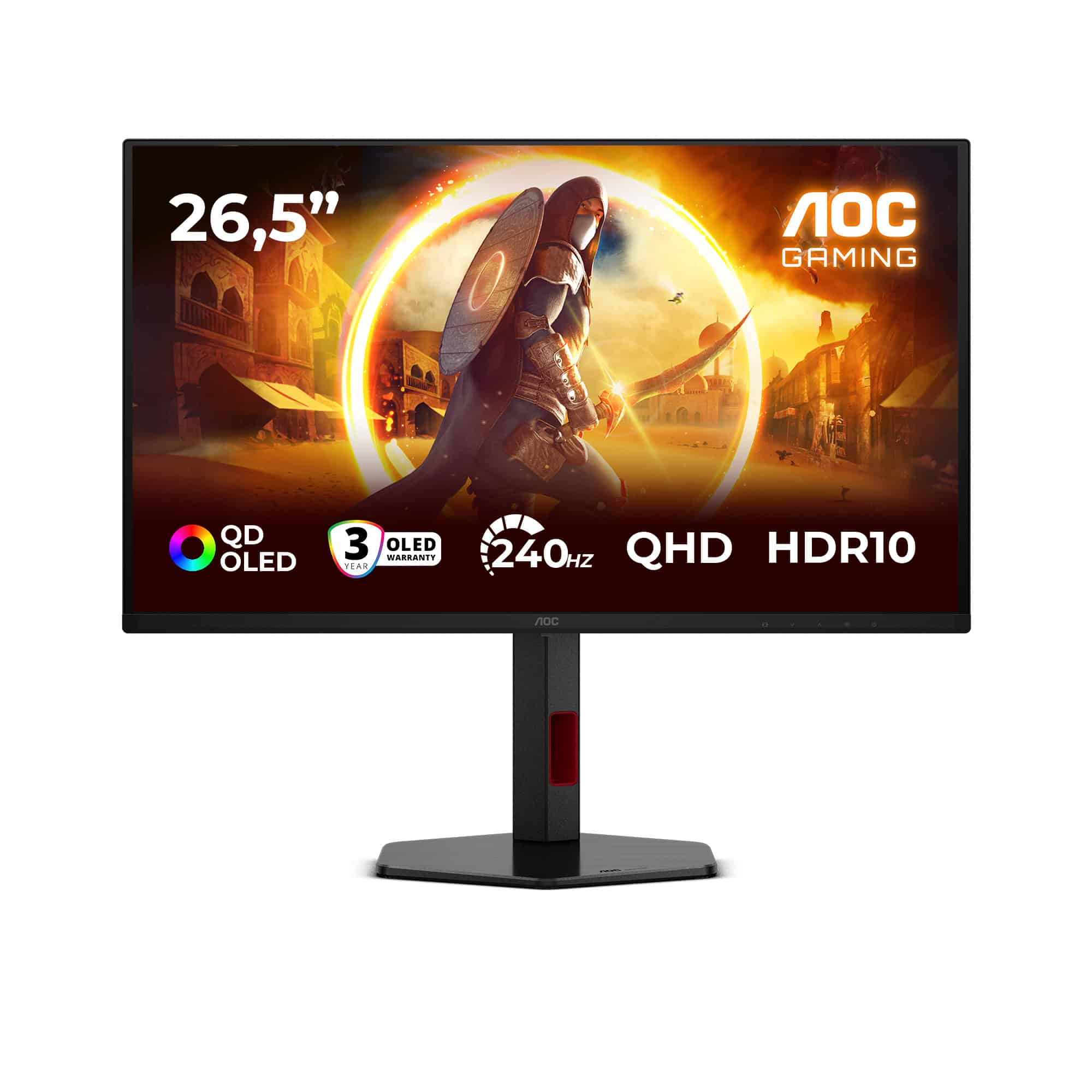 AOC G4 Q27G4ZDR computer monitor 67,3 cm (26.5) 2560 x 1440 Pixels Quad HD QD-OLED Zwart, Rood (Q27G4ZDR) thumbnail