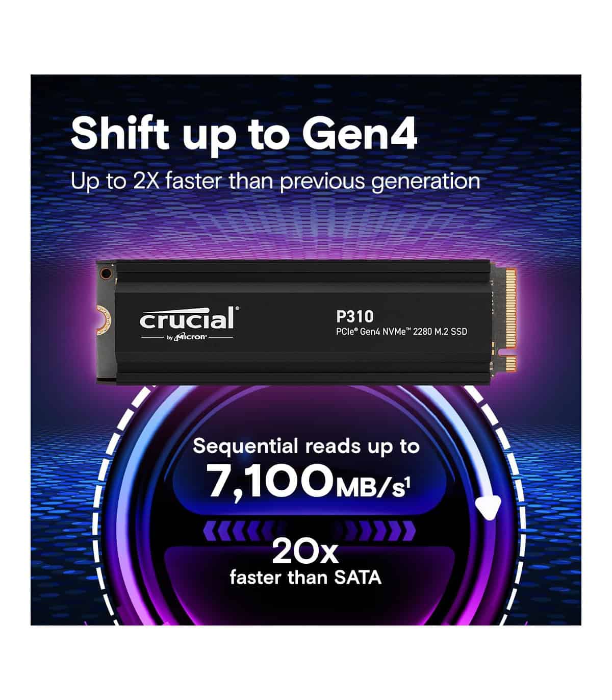 Crucial M.2 Crucial P310 Gen4 2280 4TB NVMe PCIe M.2 SSD mit heatsink (CT4000P310SSD5) thumbnail