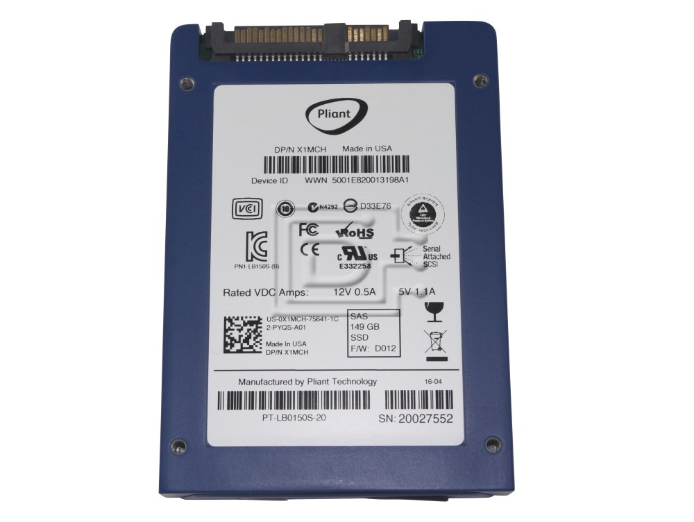 Dell 150GB SSD-SAS, 2.5in., Pliant (X1MCH-RFB) thumbnail