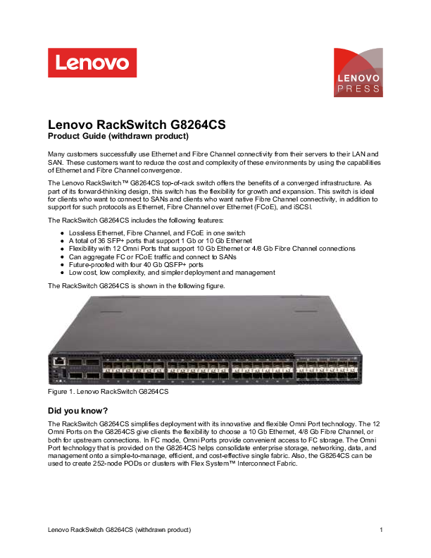 Lenovo DB620S 24x 16Gb SWL SFPs 1Yr F (6415J1A) thumbnail