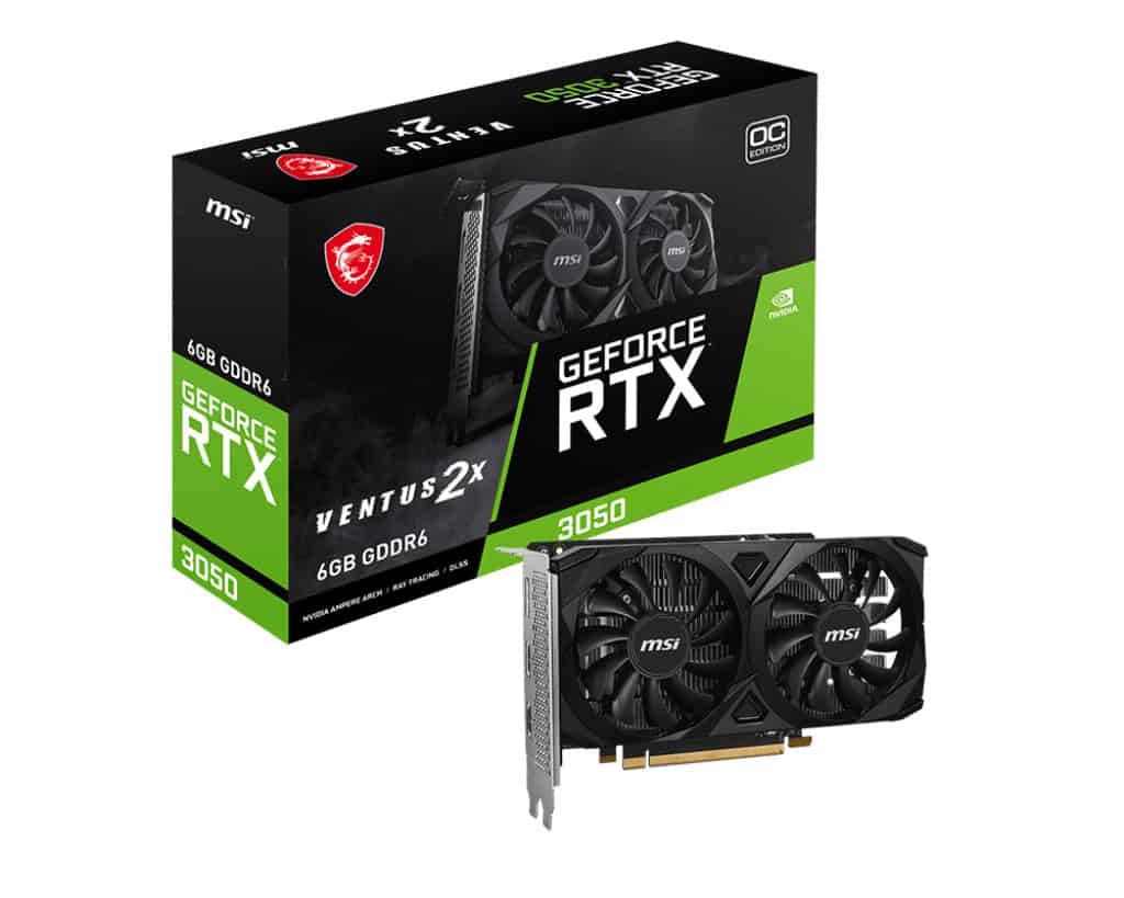 MSI VENTUS GeForce RTX 3050 2X E 6G OC NVIDIA 6 GB GDDR6 (RTX 3050 VENTUS 2X E 6G OC) thumbnail