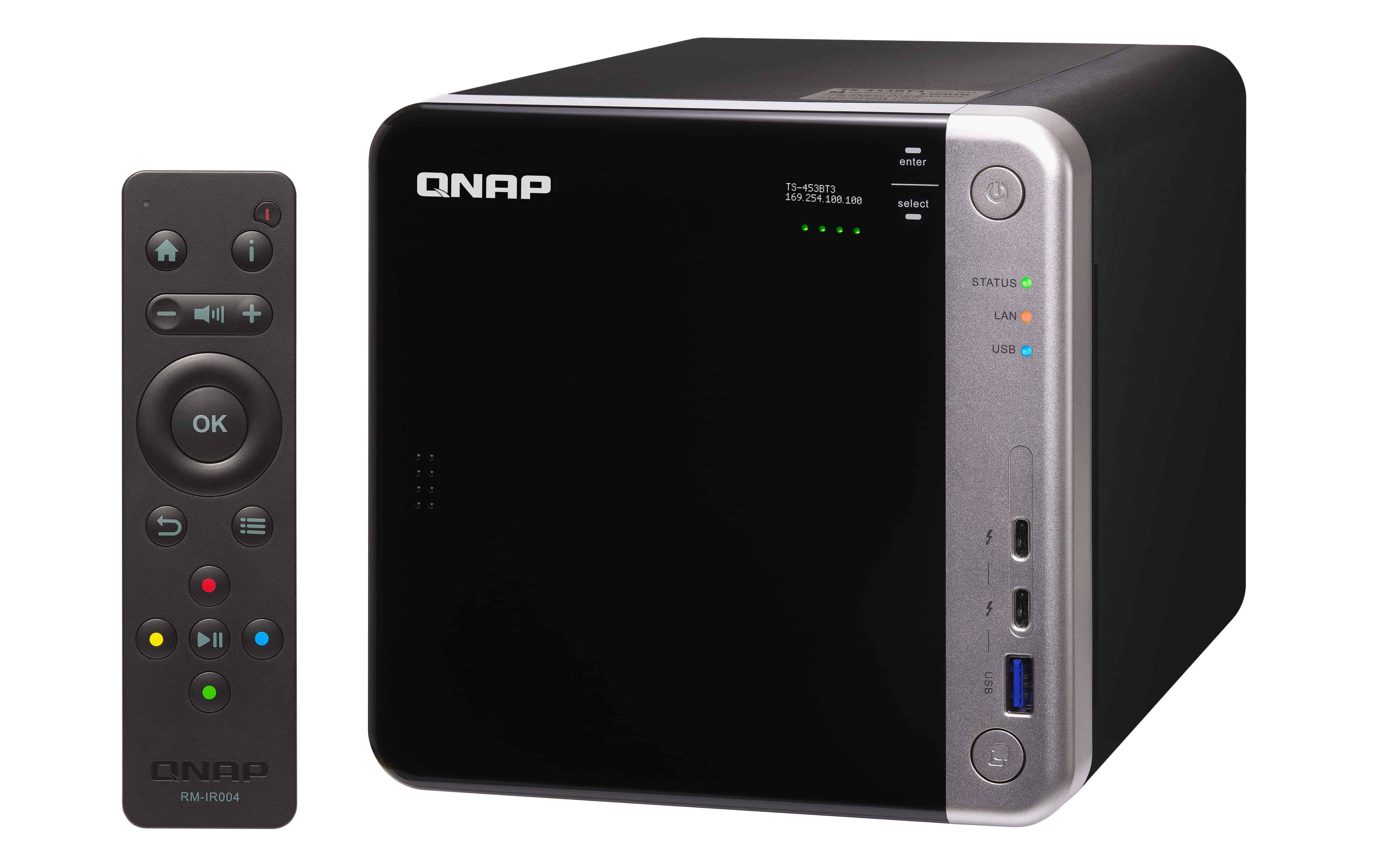 QNAP TS-453BT3 NAS Tower Intel® Celeron® J3455 8 GB DDR3L 0 TB QNAP Turbo System Zwart (TS-453BT3-8G) thumbnail