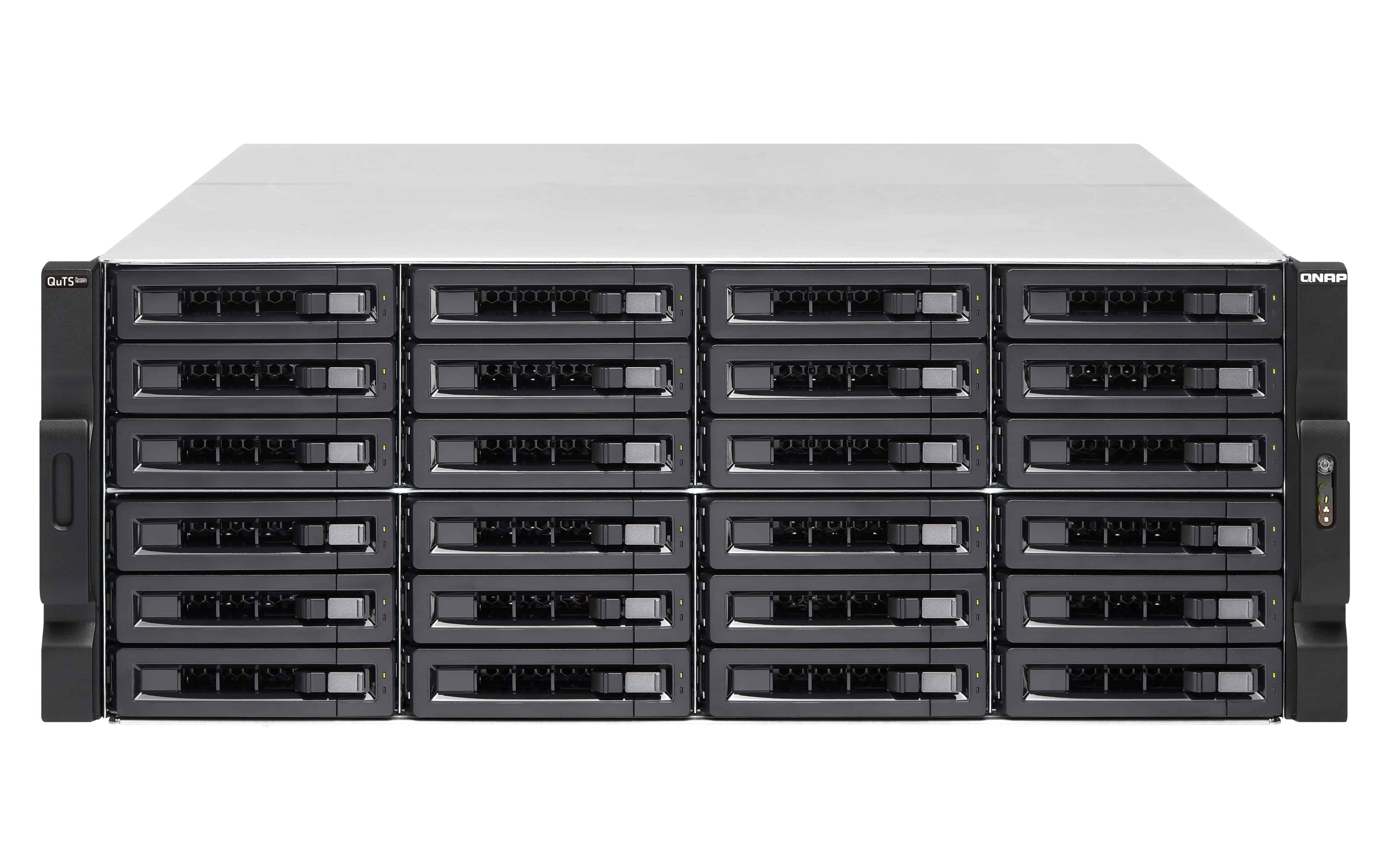 QNAP TS-h2483XU-RP NAS Rack (4U) Intel Xeon E E-2236 128 GB DDR4 0 TB QuTS hero Zwart (TS-H2483XU-RP-E2236-128G) thumbnail