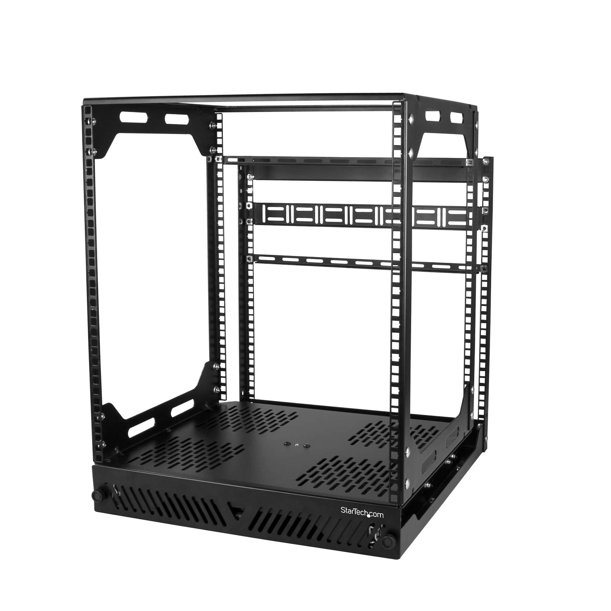 StarTech.com 12U 19” Uitschuifbaar en Roterend Open Frame Server Rack, 4 Post AV/Data Rack, 42,5cm (16.7) Diep Slide-Out IT Rack met Kabelmanagement, Uittrekbaar/Draaibaar Computer Rack (PORACK12U) thumbnail