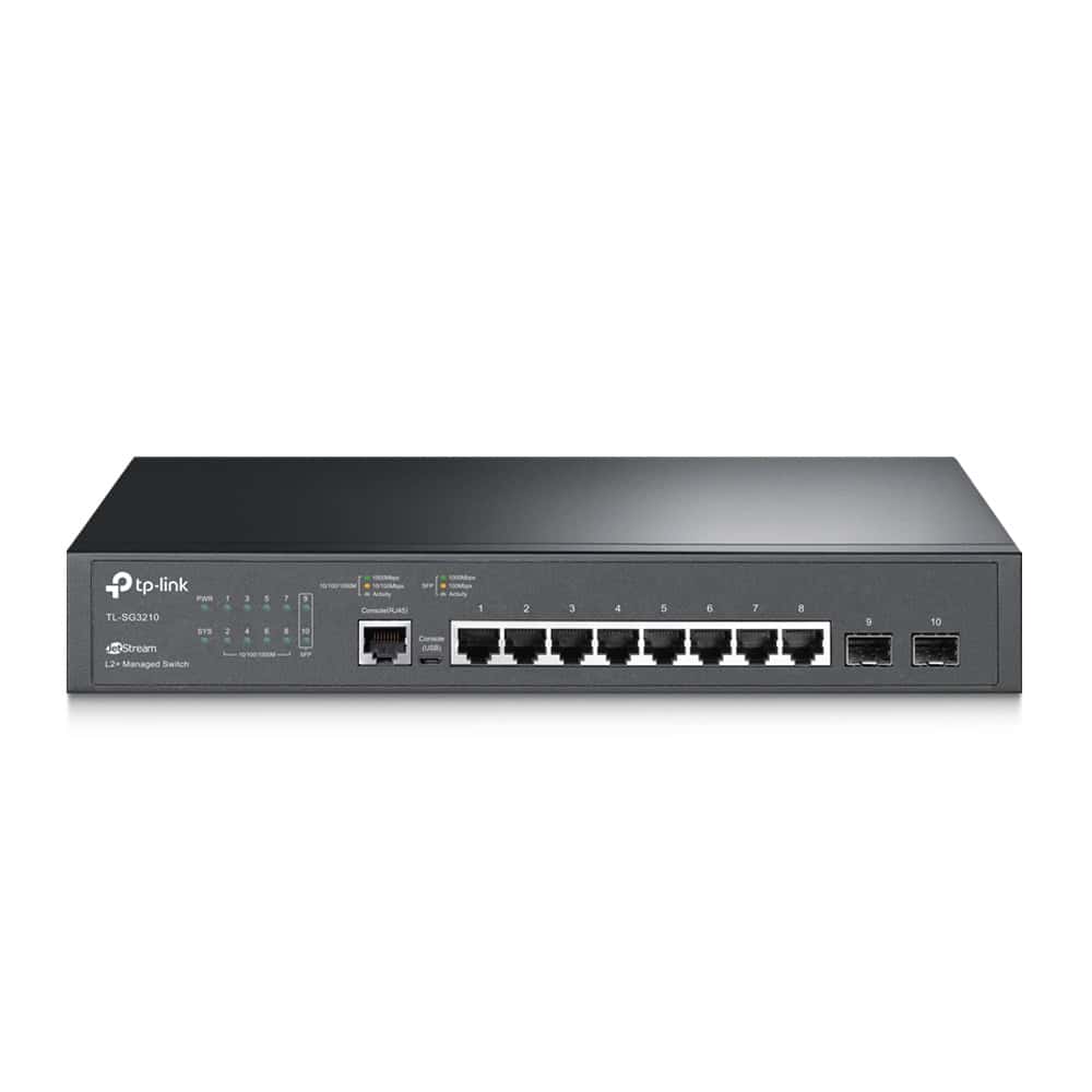 TP-Link JetStream TL-SG3210 netwerk-switch Managed L2/L3 Gigabit Ethernet (10/100/1000) 1U Zwart (TL-SG3210V2) thumbnail