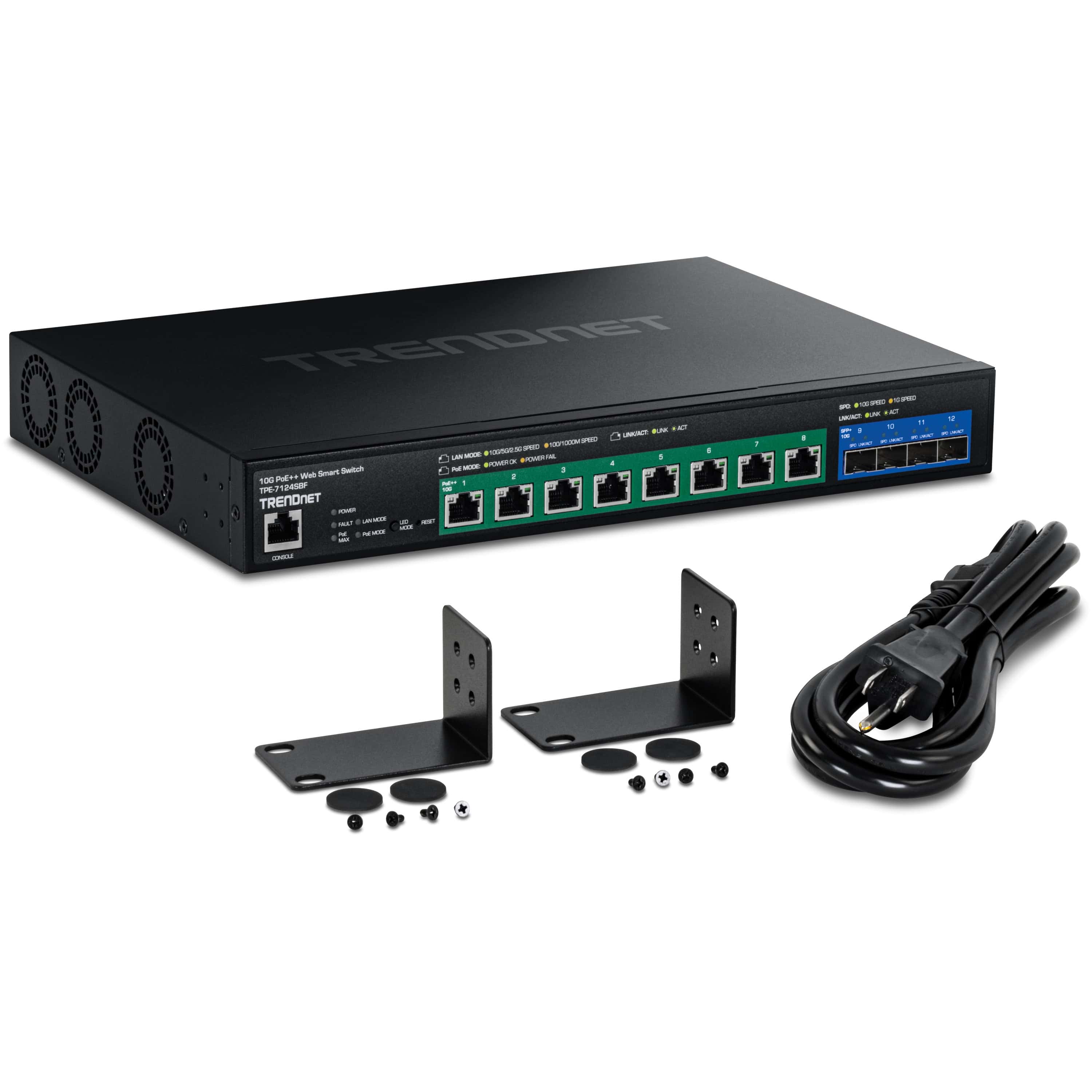 TRENDnet TPE-7124SBF - Version v1.0R - Switch - web - Smart - 8 x 10 Gigabit Ethernet + 4 x 10 Gigabit SFP+ - an Rack montierbar (TPE-7124SBF) thumbnail