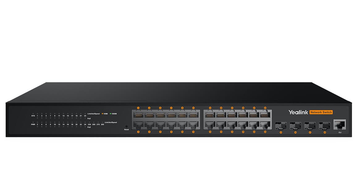 Yealink RCH240 Managed L2+ Gigabit Ethernet (10/100/1000) Power over Ethernet (PoE) Zwart (1303228) thumbnail