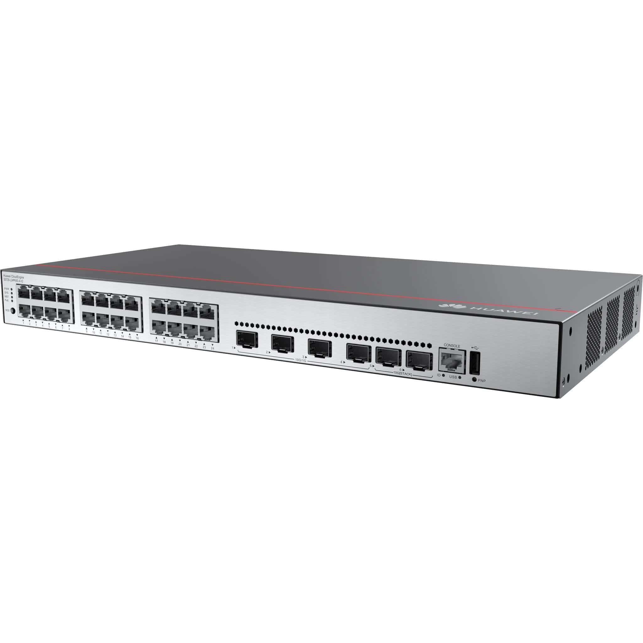 Huawei Switch S5735-L24P4XE-A-V2 (24*GE ports, 4*10GE SFP+ ports, 2*12GE stack ports, PoE+, AC power) + license L-MLIC-S57L (980 (S5735-L24P4XE-A-V2) thumbnail
