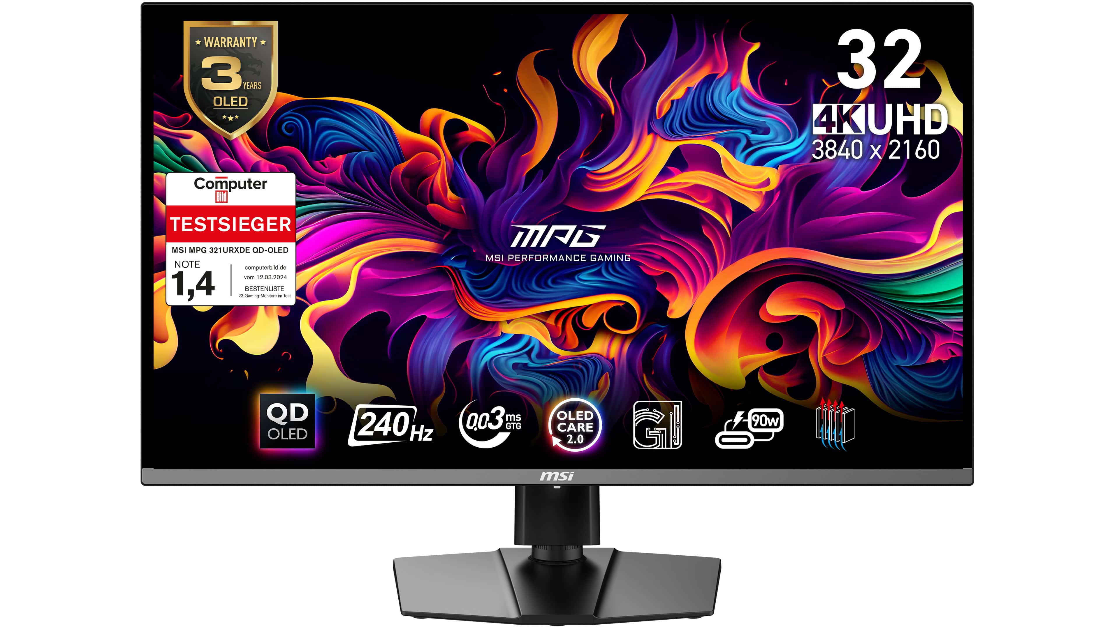 MSI MPG 321URXDE QD-OLED computer monitor 80 cm (31.5") 3840 x 2160 Pixels 4K Ultra HD Zwart (9S6-3DD29A-006 / 9S6-3DD29A-056) thumbnail