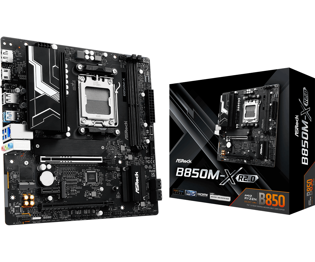 ASRock MB Sc AM5 B850M-X R2.0 - AMD B850 - 2xDDR5 - 1xDP - 1xHDMI - mATX (B850M-XR2.0) thumbnail