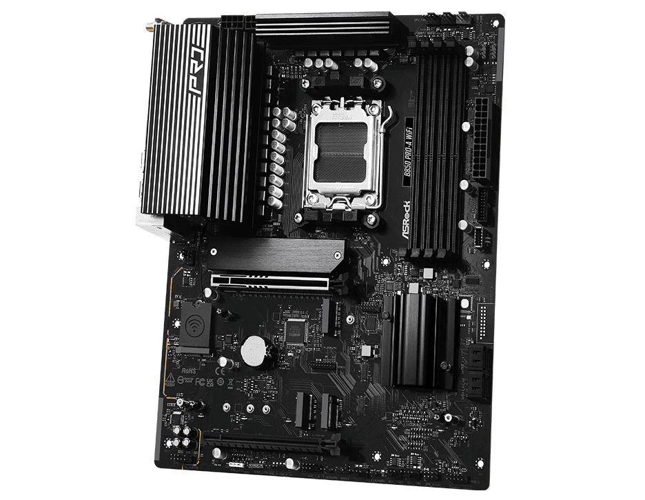 ASRock MB Sc AM5 B850 Pro-A WiFi - AMD B850 - 4xDDR5 - 1xUSB-C - 1xHDMI - WiFi - ATX (B850PRO-AWIFI) thumbnail