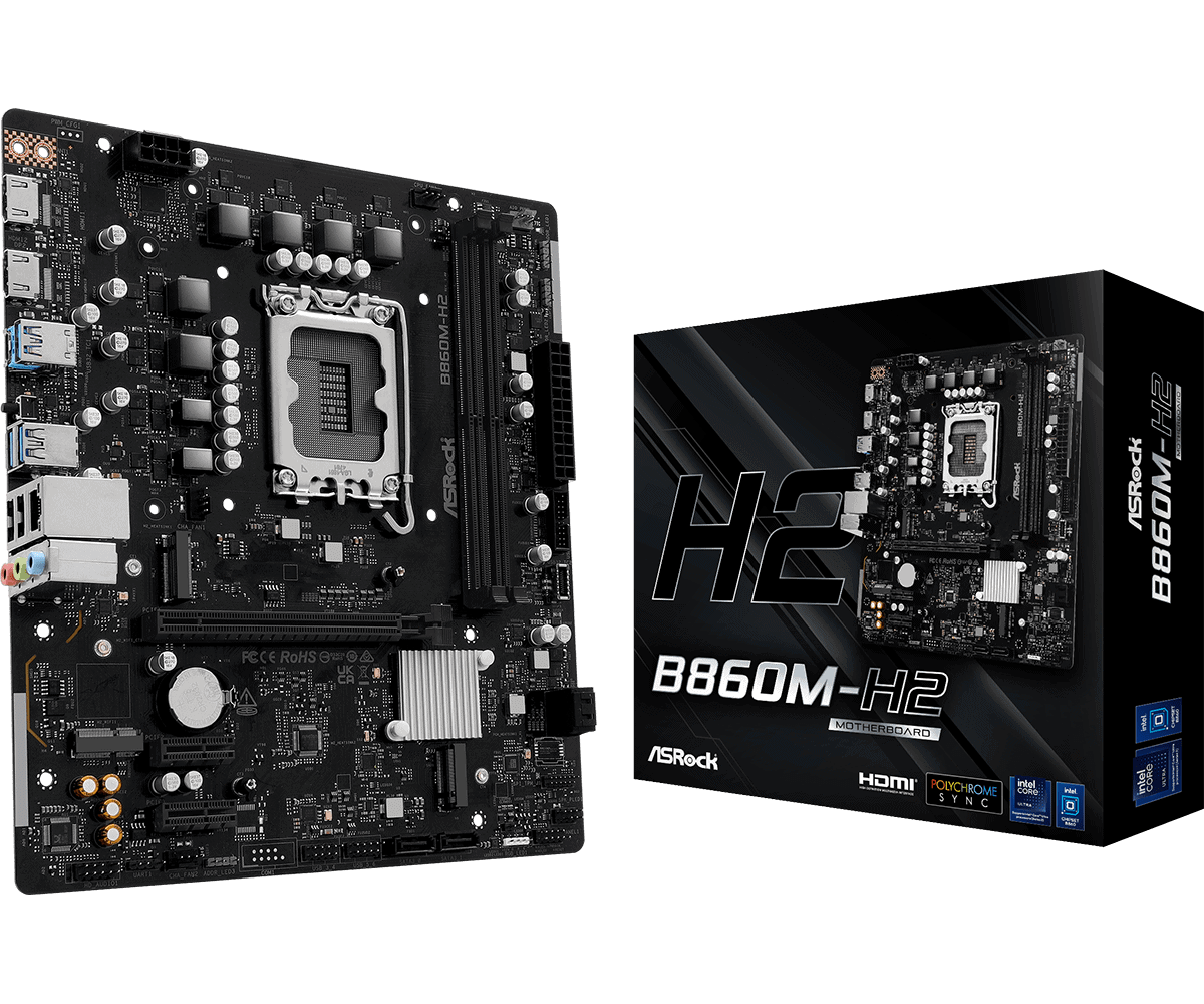 ASRock MB Sc LGA1851 B860M-H2 - Intel B860 - 2xDDR5 - 2xHDMI - mATX (B860M-H2) thumbnail