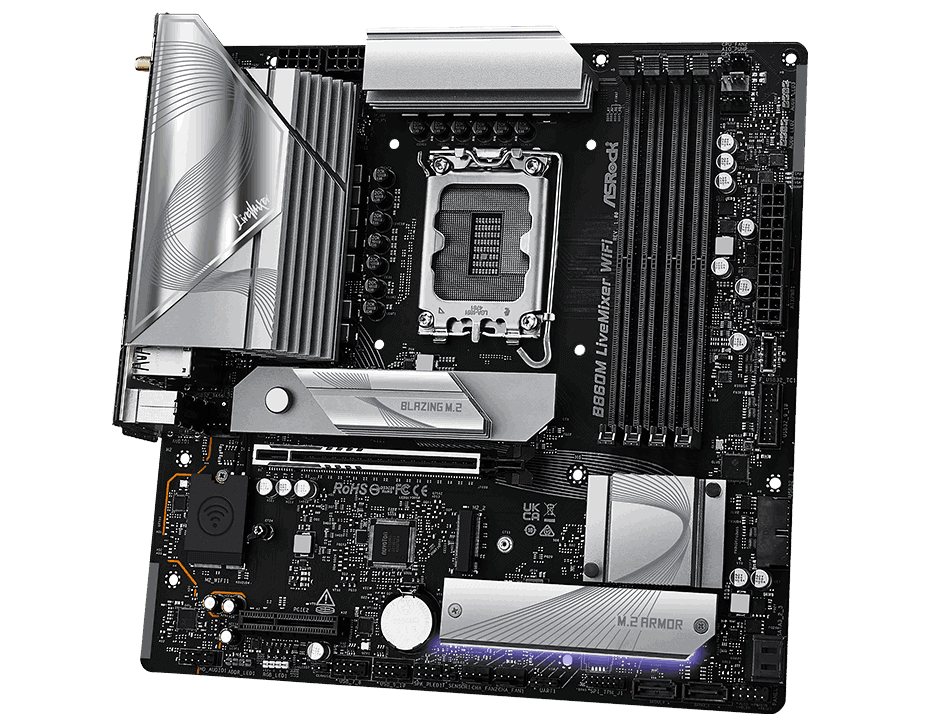 ASRock MB Sc LGA1851 B860M LiveMixer WiFi - Intel B860 - 4xDDR5 - 1xThunderbolt - 1xHDMI - WiFi - mA (B860MLIVEMIXERWIFI) thumbnail