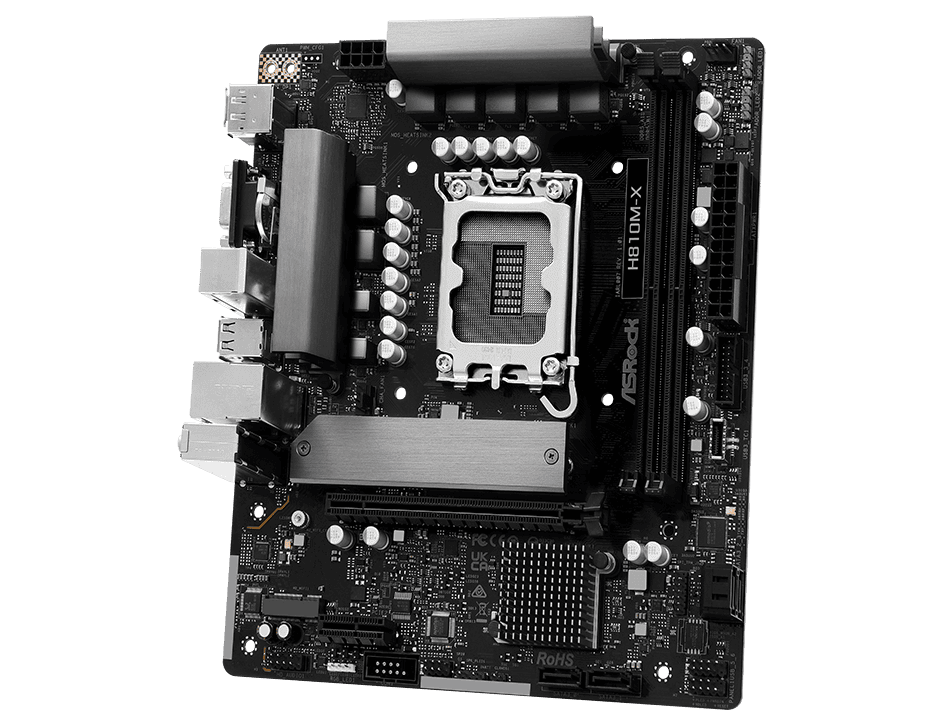 ASRock H810M-X Micro ATX Motherboard with Intel Core Ultra Support and DDR5 Memory (H810M-X) thumbnail