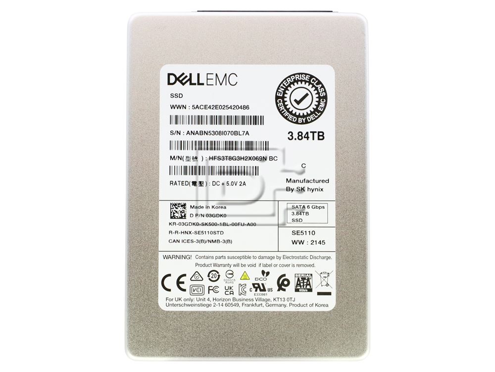 Dell SSDR,3.8T,2N,IT06,2.5,Y-S51,EC (3GDK0-RFB) thumbnail
