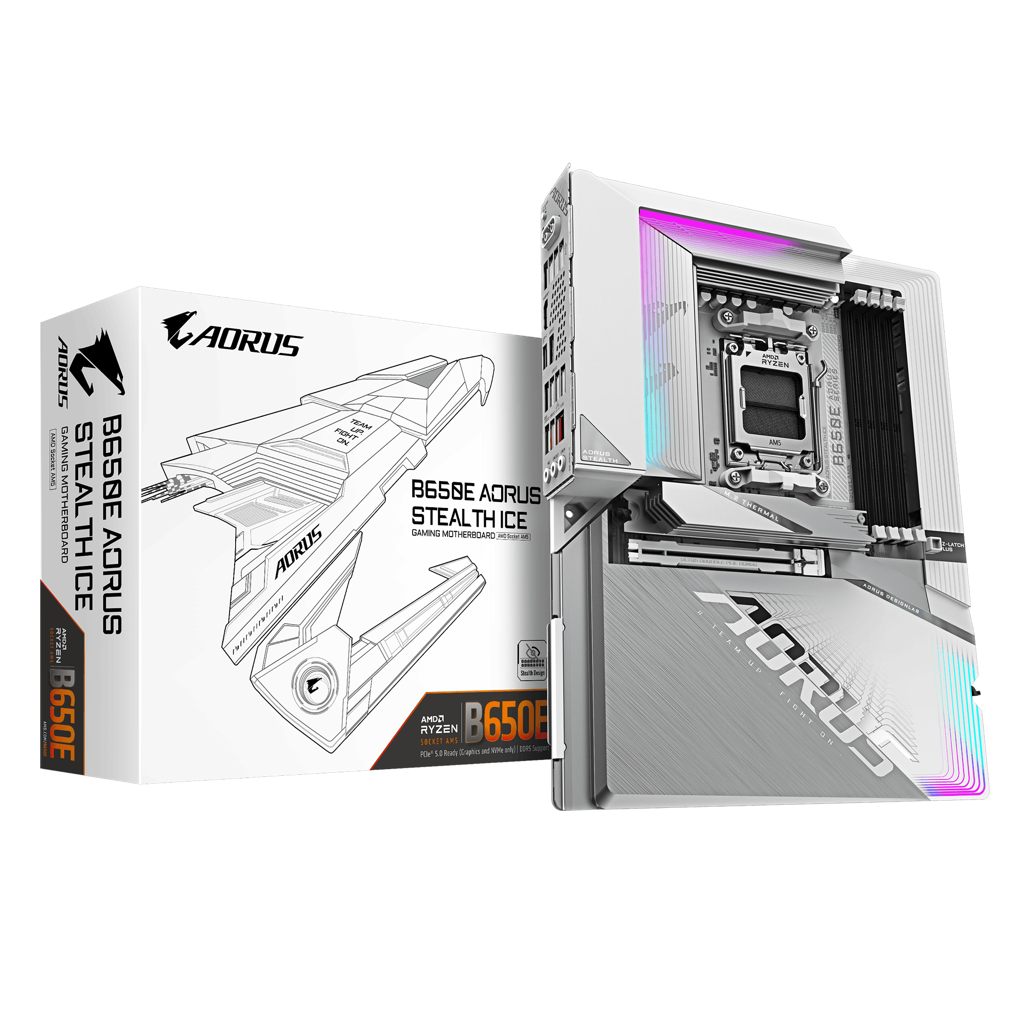GIGABYTE MB Sc AM5 B650E AORUS STEALTH ICE - AMD B650 - 4xDDR5 - 2x HDMI - 1xUSB-C - WI-FI - E-ATX (B650EASTEALTHICE) thumbnail