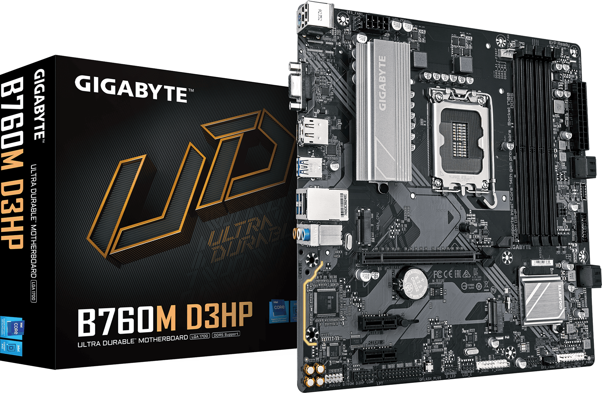 GIGABYTE MB Sc LGA1700 B760M D3HP - Intel B760 - 4xDDR5 - 1xDP - 1xHDMI - 1xVGA - mATX (B760MD3HP) thumbnail