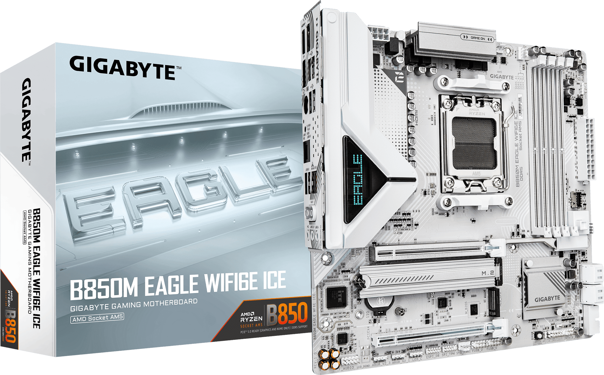 GIGABYTE MB Sc AM5 B850 EAGLE WIFI6E - AMD B850 - 4xDDR5 - 1xDP - WiFi - ATX (B850EAGLEWIFI6E) thumbnail