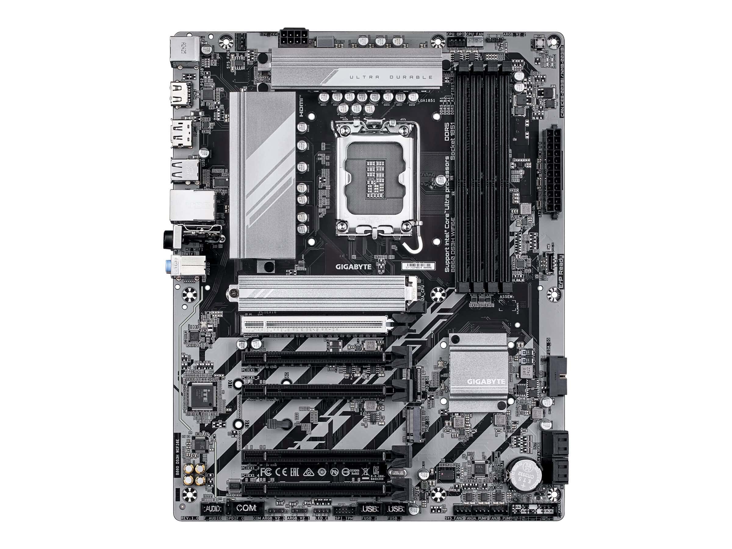 GIGABYTE MB Sc LGA1851 B860 DS3H WIFI6E - Intel B860 - 4xDDR5 - 1xDP - 1xHDMI - WiFi - ATX (B860DS3HWIFI6E) thumbnail