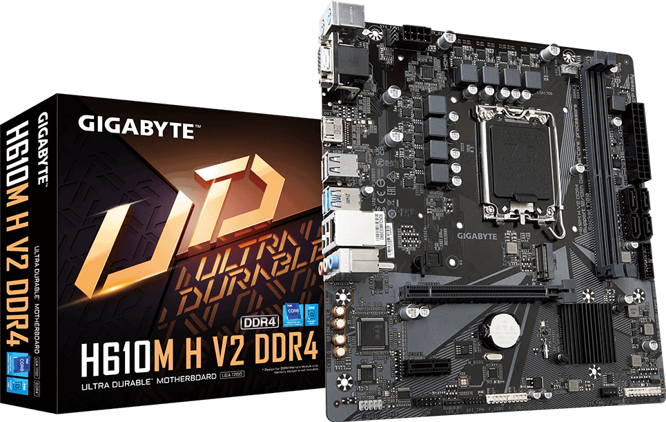 GIGABYTE H610M H V2 DDR4 -LGA 1700 -mATX (H610MHV2) thumbnail