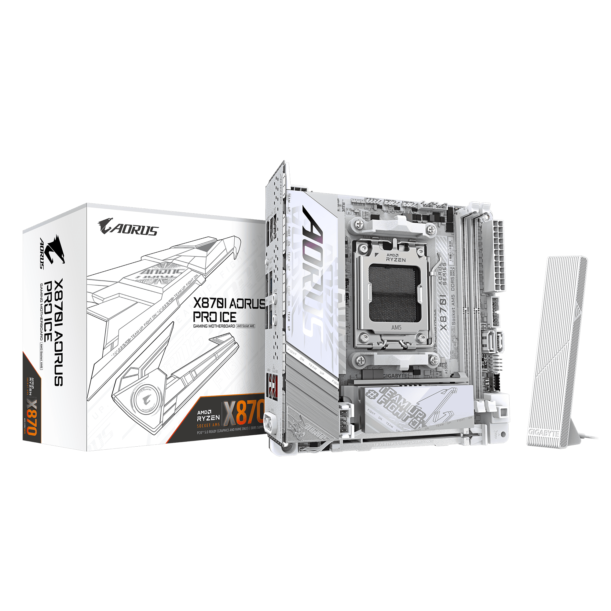 GIGABYTE MB Sc AM5 X870I AORUS PRO ICE - AMD X870 - 2xDDR5 - 1xHDMI - 1xThunderbolt - WiFi - Mini-IT (X870IAORUSPROICE) thumbnail