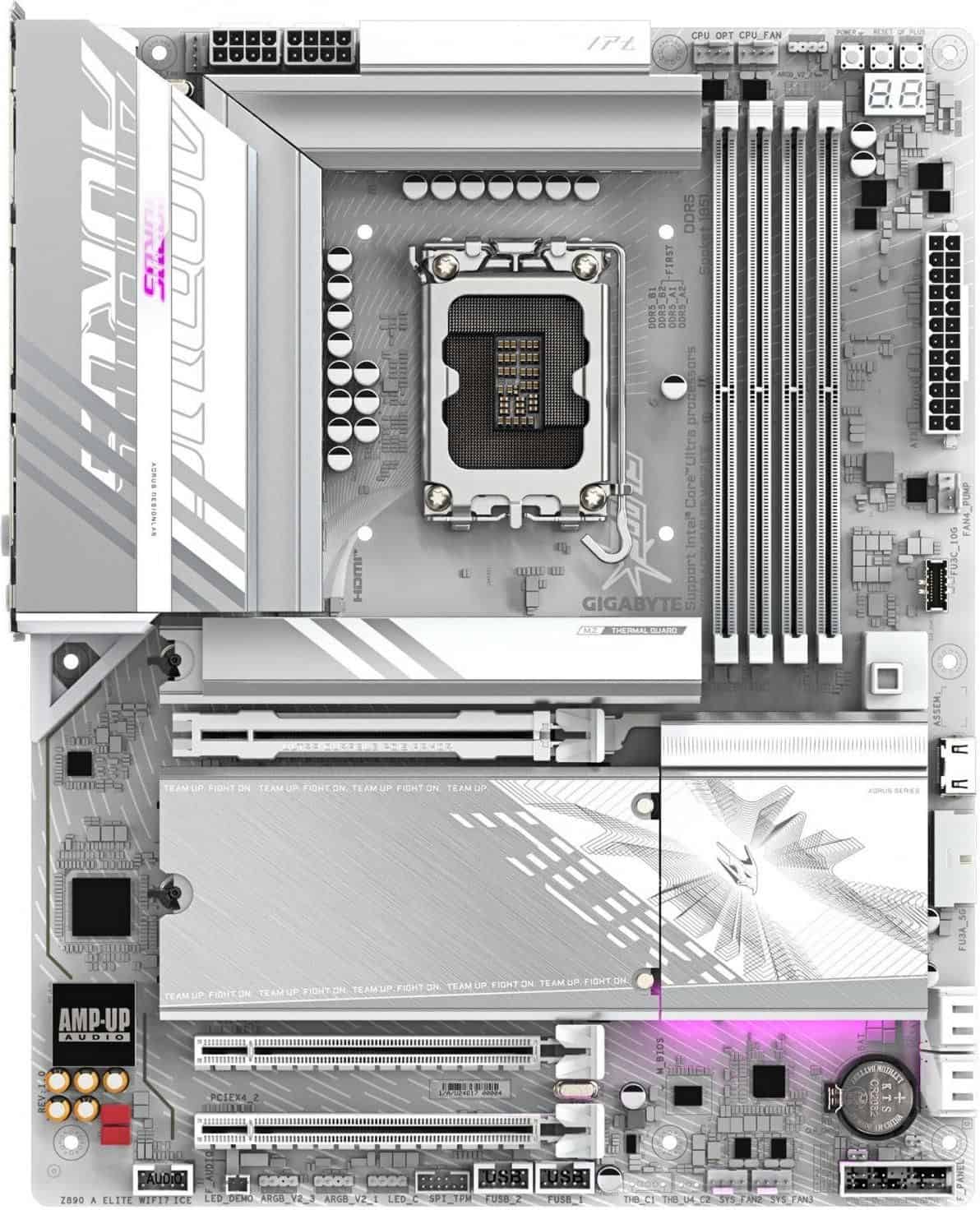 GIGABYTE MB Sc LGA1851 Z890 A ELITE WF7 ICE - Intel Z890 - 4xDDR5 - 1xDP - 1xHDMI - 1xThunderbolt - (Z890AELITEWF7ICE) thumbnail