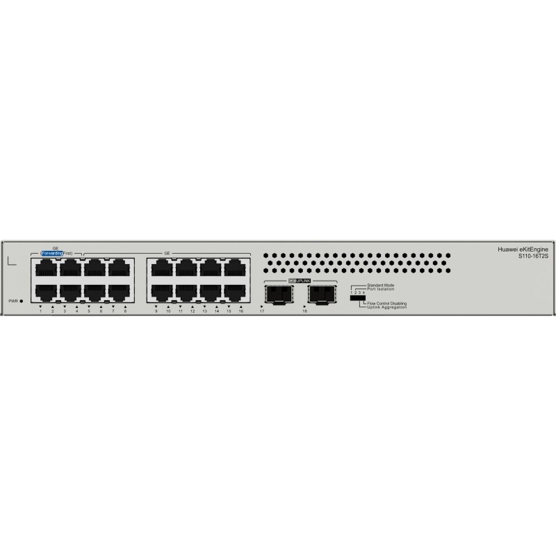 HUAWEI S110-16T2S 16x10/100/1000BASE-T ports 8xGE SFP ports built-in AC power fanless (98012200) thumbnail