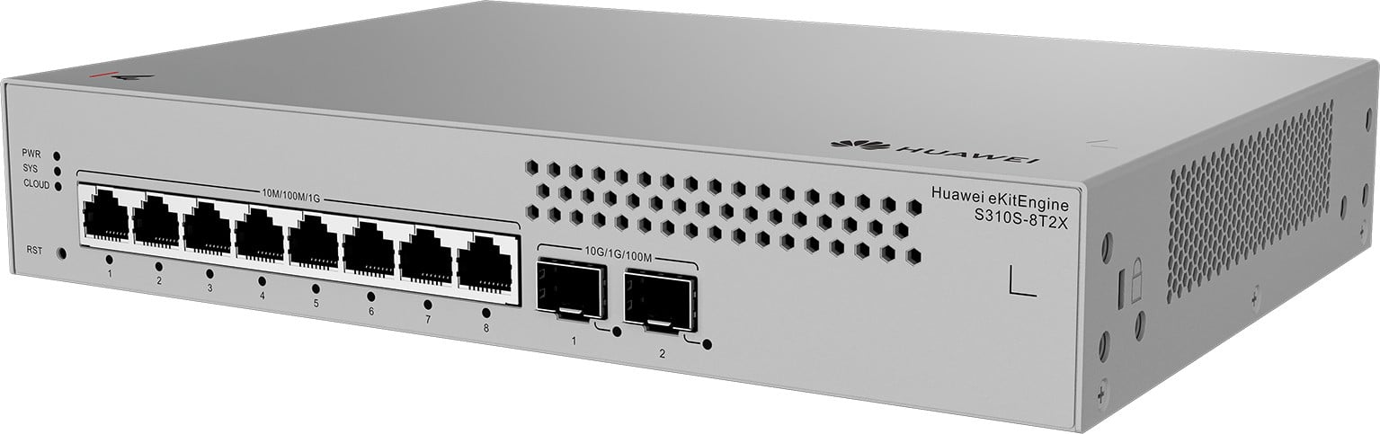 Huawei S310S-8T2X (8*10/100/1000BASE-T ports, 2*10GE SFP+ ports, built-in AC power, Fanless) (98012459) thumbnail