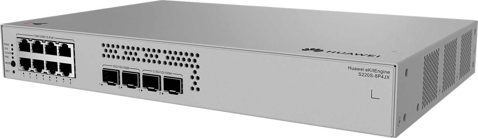 Huawei S220S-8P4JX (8*10/100/1000BASE-T ports (128 W PoE+), 2*10GE SFP+ ports, 2*2.5GE SFP ports, built-in AC power, Fanless) (98012473) thumbnail