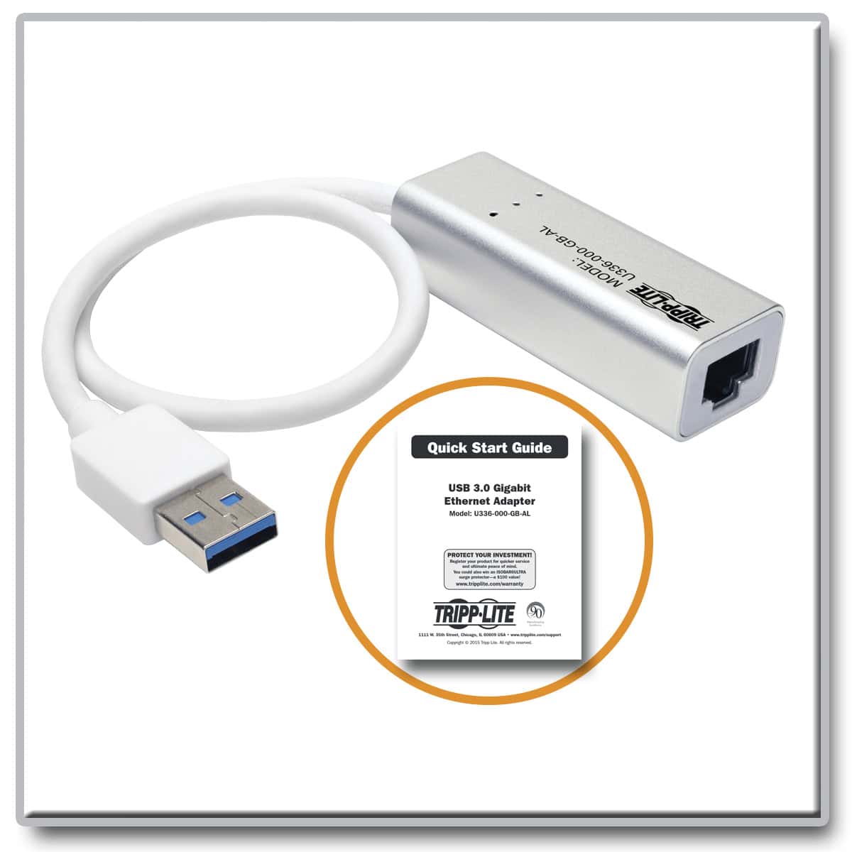 Eaton Tripp Lite Series USB 3.0 SuperSpeed to Gigabit Ethernet NIC Network Adapter RJ4 (U336-000-GB-AL) thumbnail