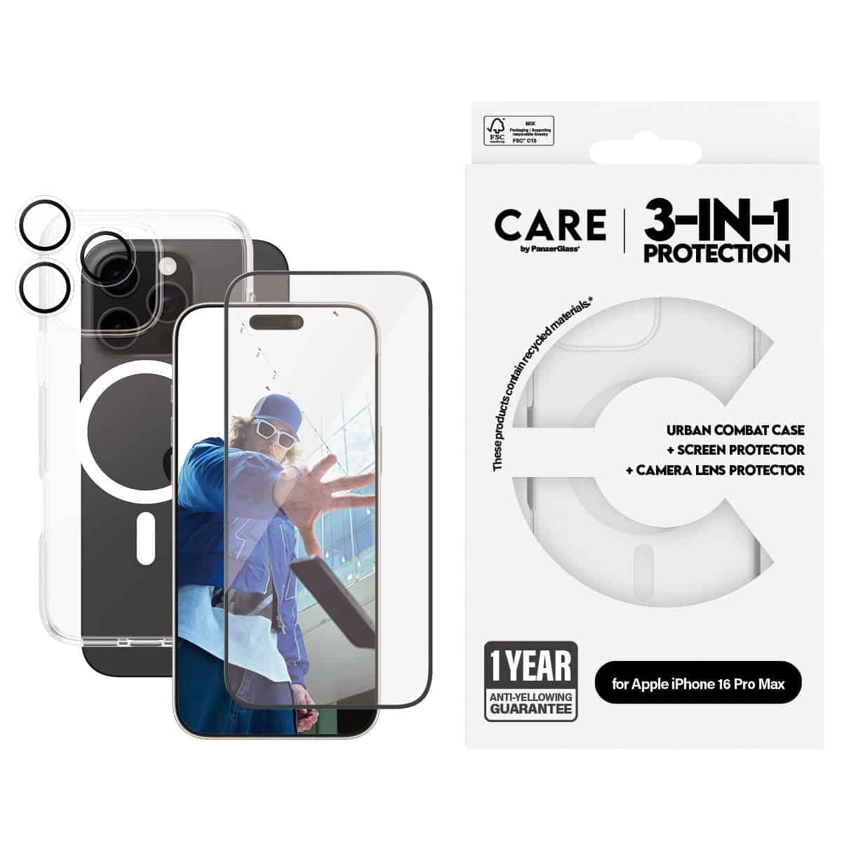 PanzerGlass CARE Flagship 3-in-1 iPhone 16 Pro Max (B1356+2864+1286) thumbnail
