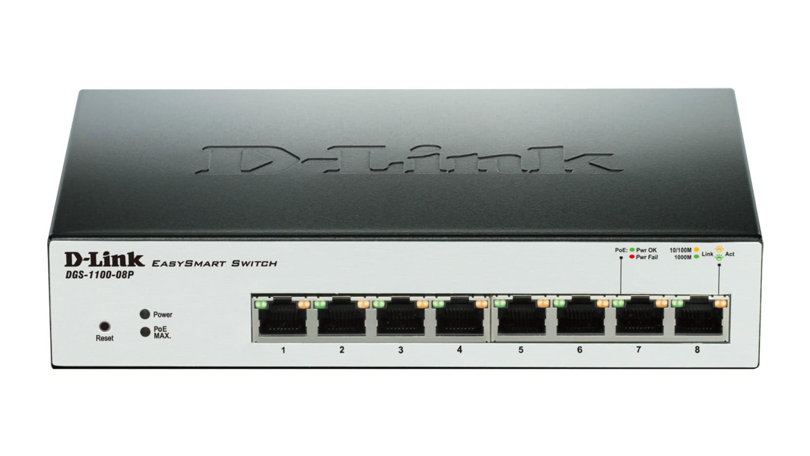 D-Link DGS-1100-08P netwerk-switch Managed L2 Gigabit Ethernet (10/100/1000) Power over Ethernet (PoE) Zwart (DGS-1100-08P) thumbnail