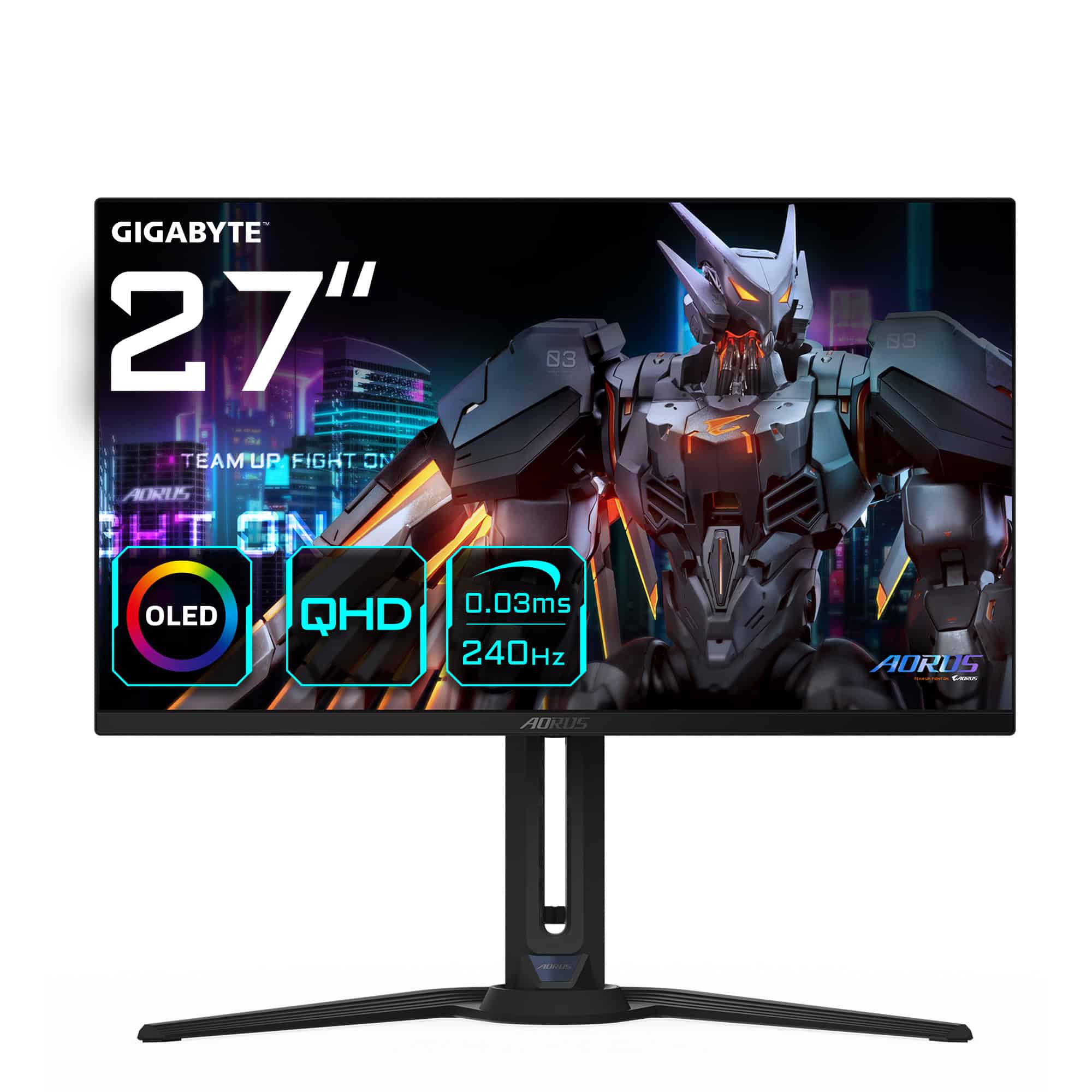 GIGABYTE AORUS FO27Q2 computer monitor 68,6 cm (27") 2560 x 1440 Pixels Quad HD OLED Zwart (GIGABYTE AORUS FO27Q2) thumbnail