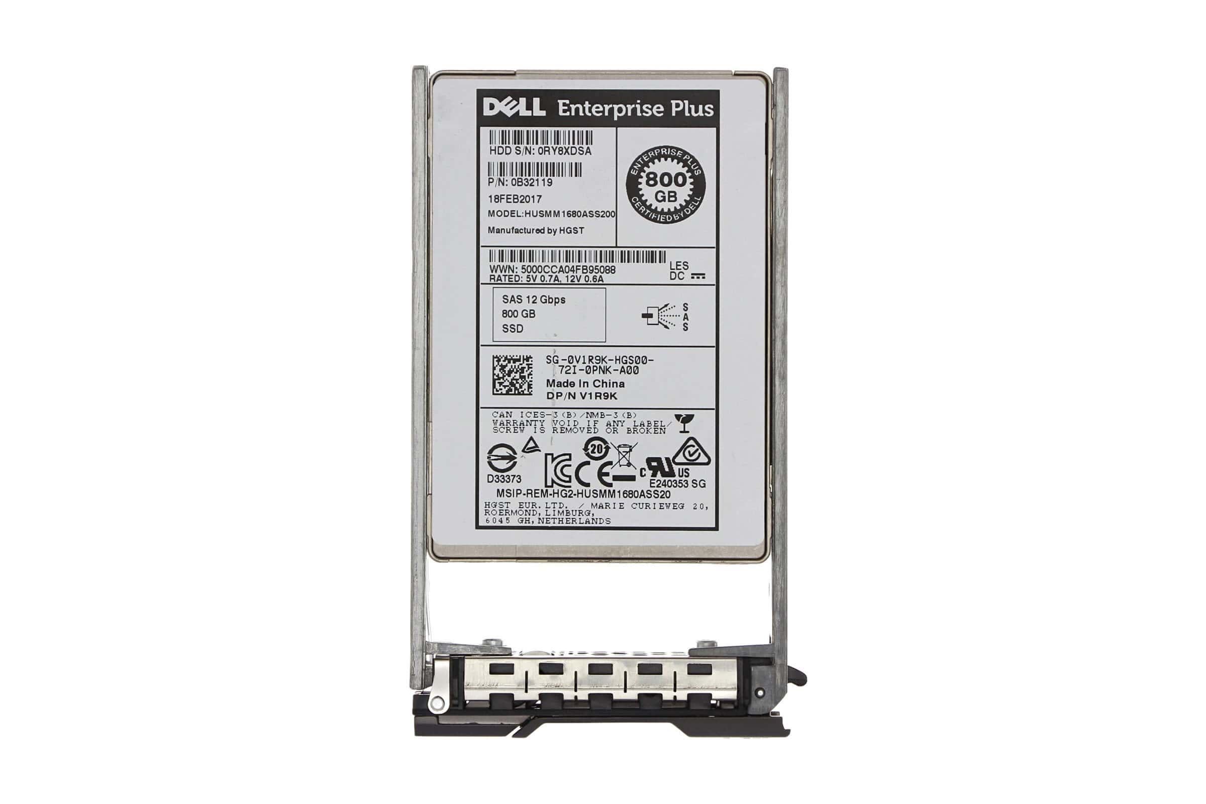 Dell SSDR 800GB SAS12 2.5 MU HGST (V1R9K-RFB) thumbnail