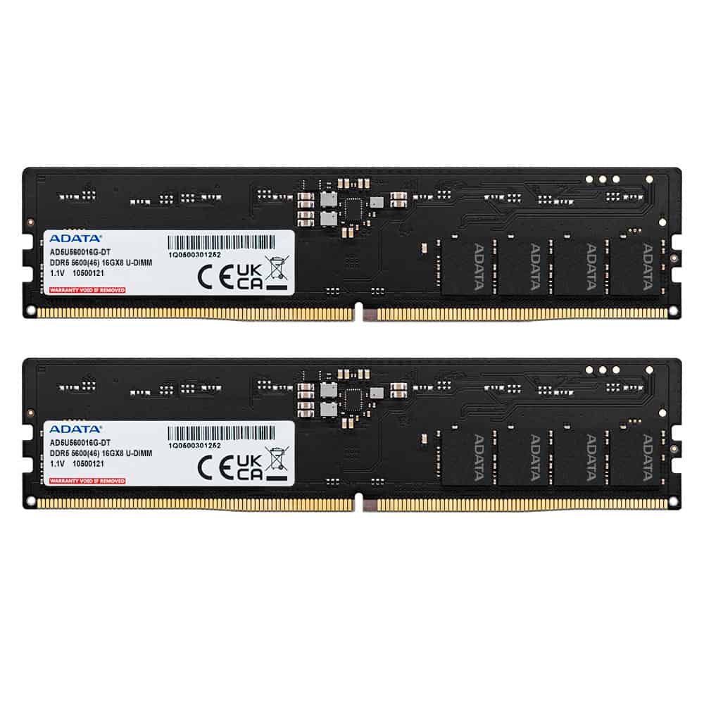 ADATA DDR5 5600 U-DIMM geheugenmodule 32 GB 2 x 16 GB 288-pin DIMM ECC (AD5U560016G-DT) thumbnail