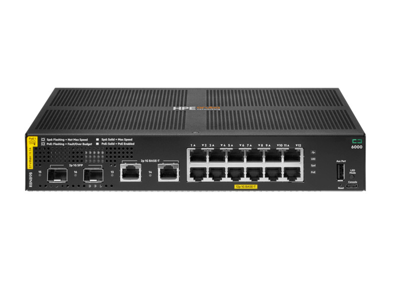 HPE Aruba Networking CX 6000 12p 10M/100M/1G Class4 PoE 2p SFP 1G 139W Switch EU (R8N89B#ABB) thumbnail