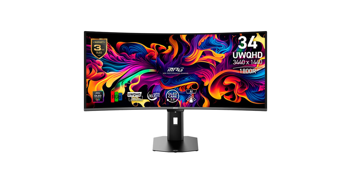 MSI MPG 341CQRDE QD-OLED X36 Gaming Monitor - 360Hz, 0,03ms GtG (9S6-3DE29A-002) thumbnail