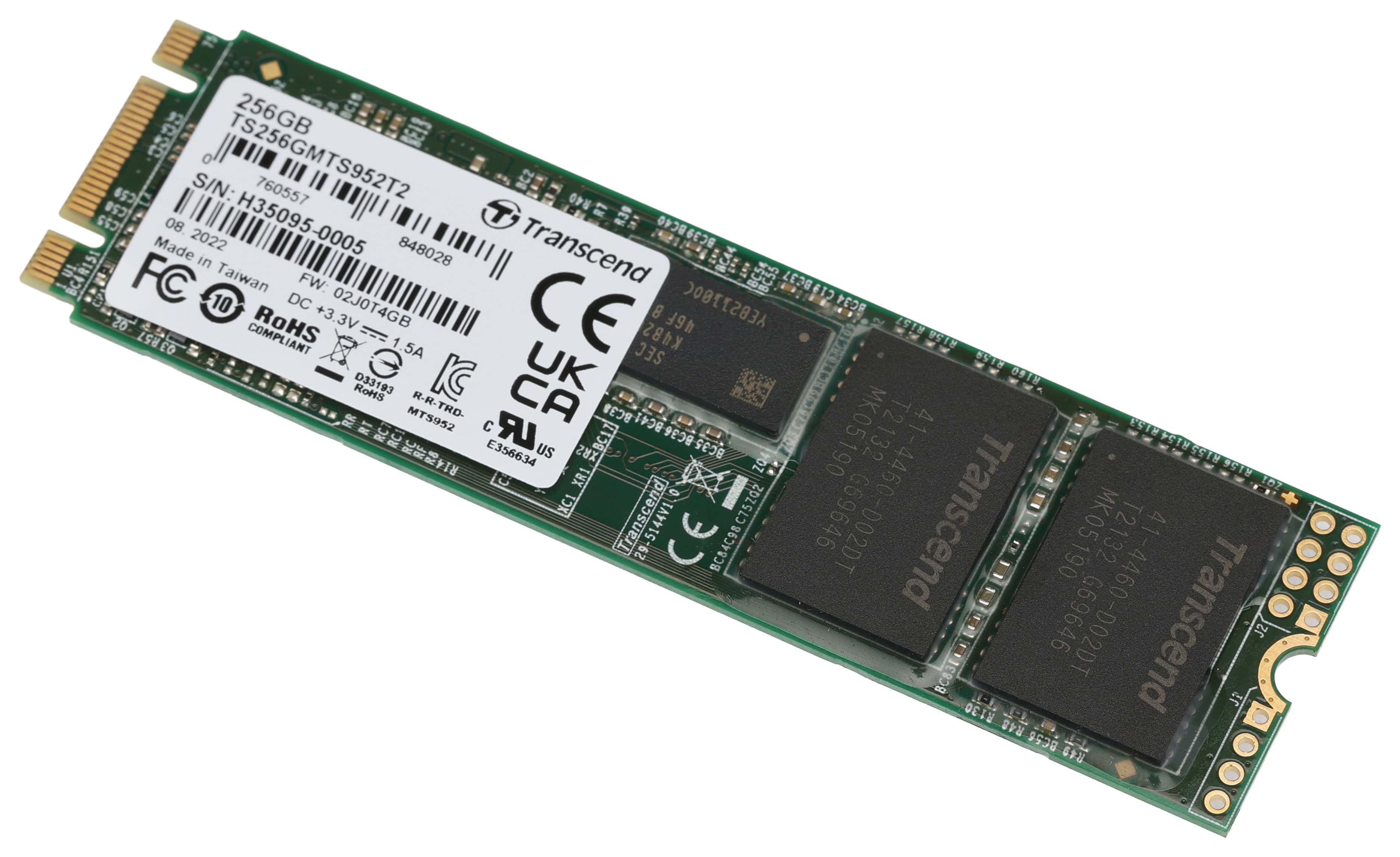 Transcend MTS952T2 - SSD - 256 GB - interní - M.2 2280 (dvoustranný) - SATA 6Gb/s (TS256GMTS952T2) thumbnail