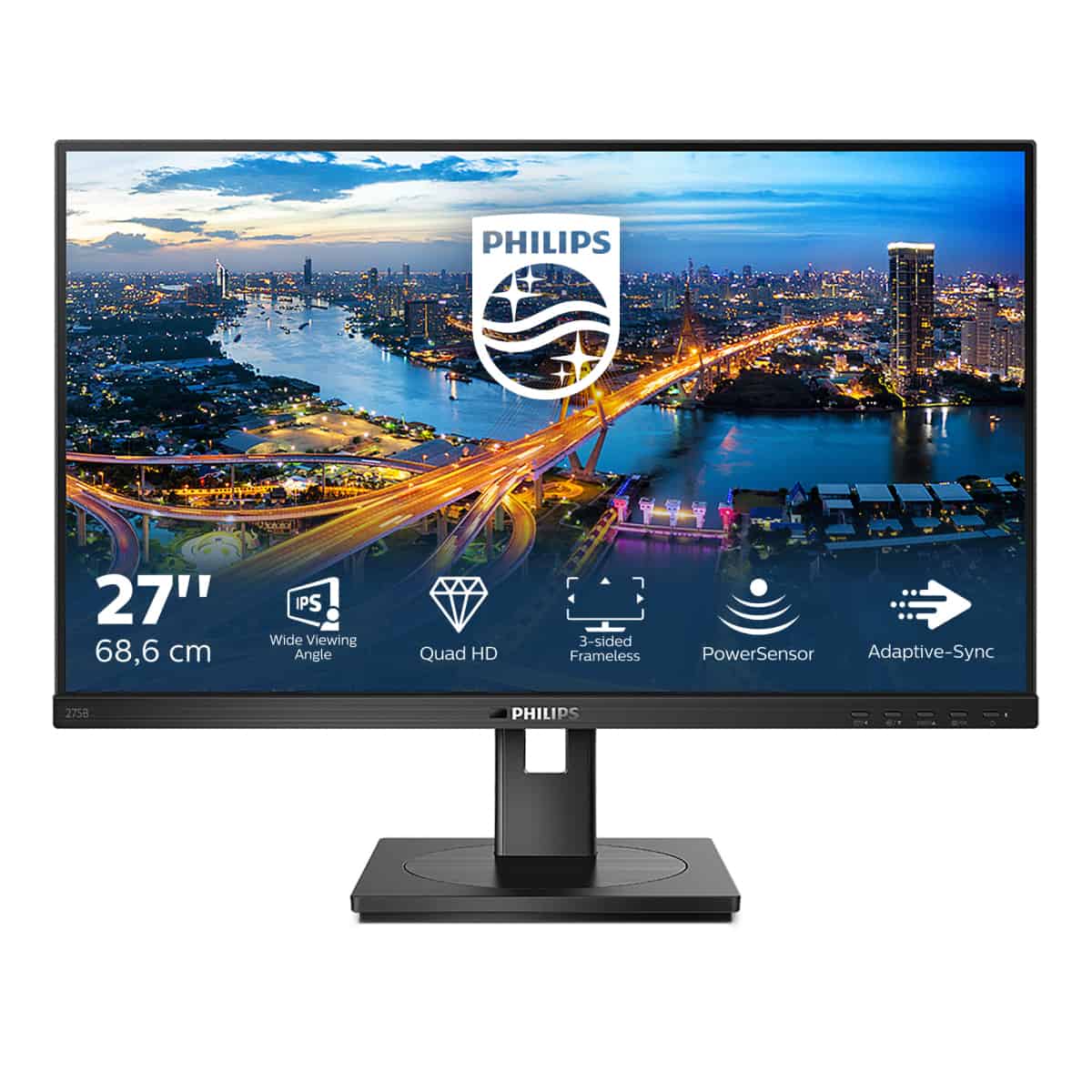 Philips B Line 275B1/00 LED display 68,6 cm (27) 2560 x 1440 Pixels 2K Ultra HD LCD Zwart (275B1/00) thumbnail