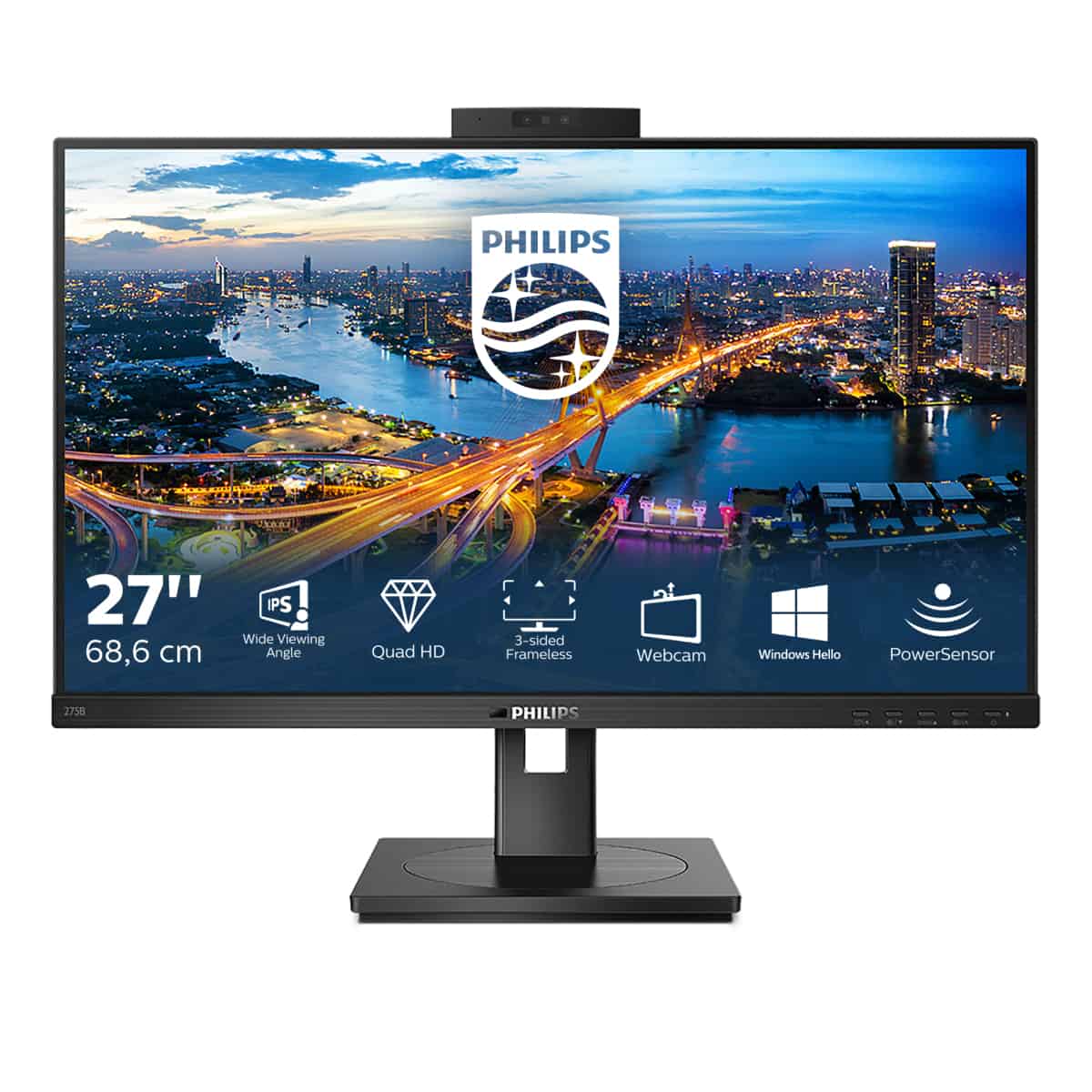 Philips B Line 275B1H/00 computer monitor 68,6 cm (27) 2560 x 1440 Pixels 2K Ultra HD LED Zwart (275B1H/00) thumbnail