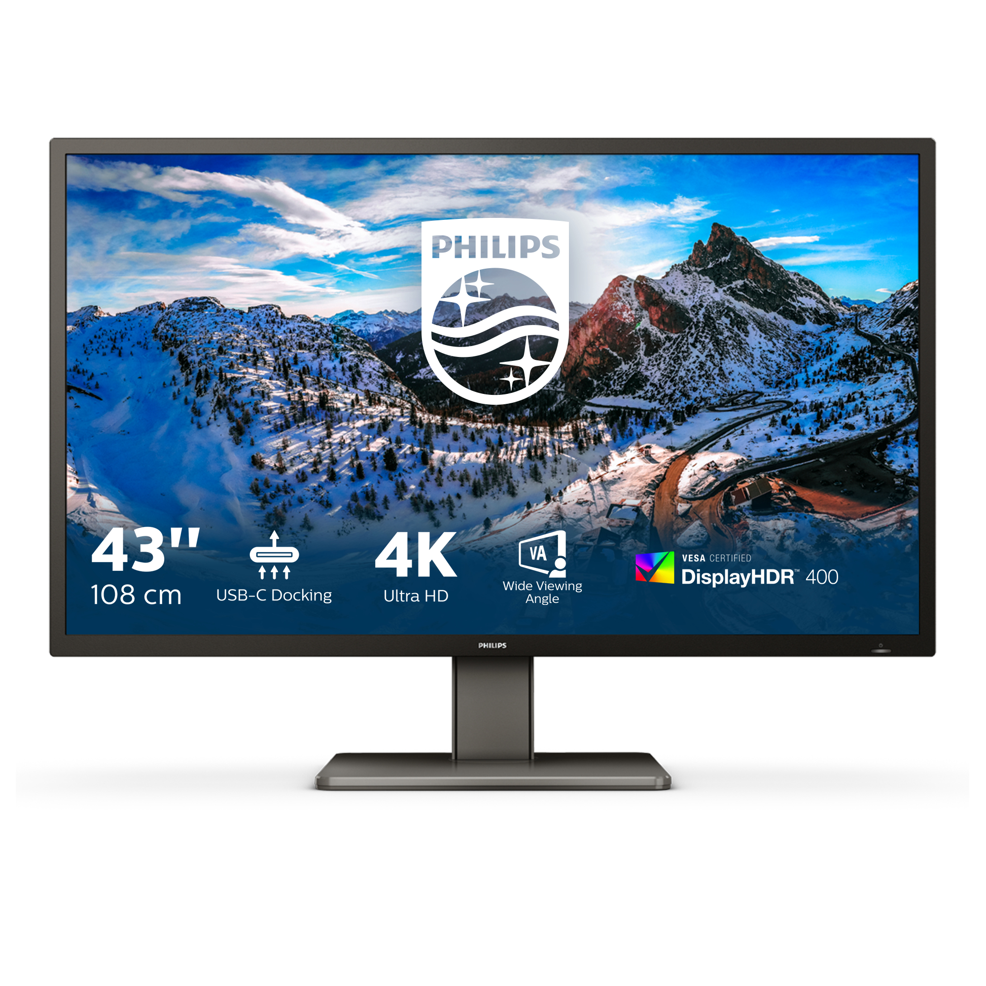 Philips P Line 439P1/00 computer monitor 108 cm (42.5") 3840 x 2160 Pixels 4K Ultra HD LCD Zwart (439P1/00) thumbnail