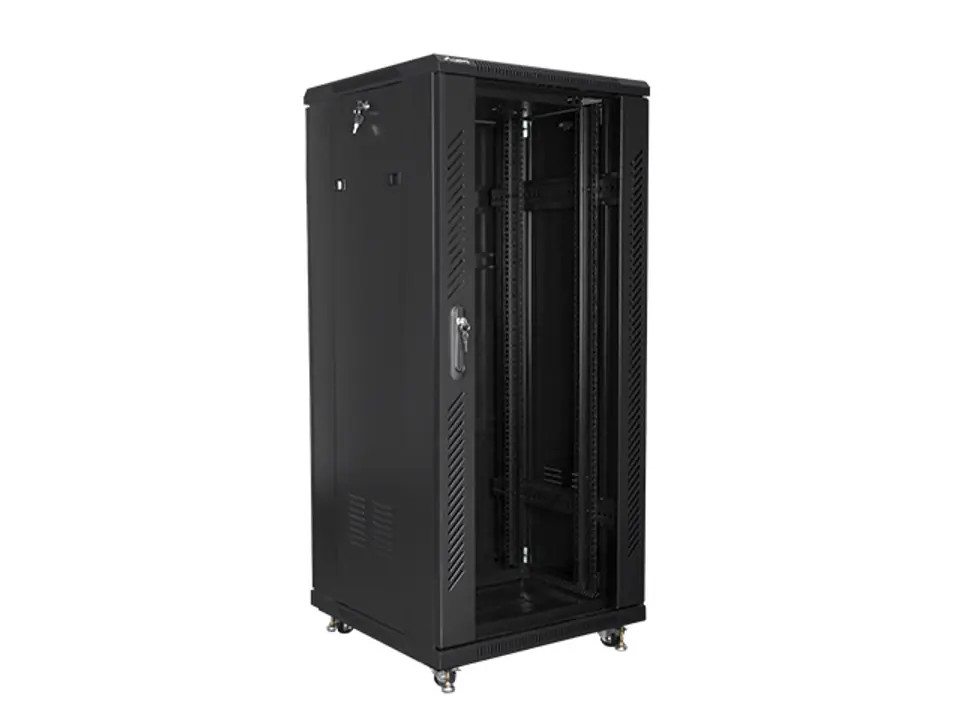 Lanberg rack FF01-6627-12B 27U 19 Inch 1390 x 600 x 600 mm upright glass 800 kg black (FF01-6627-12B) thumbnail