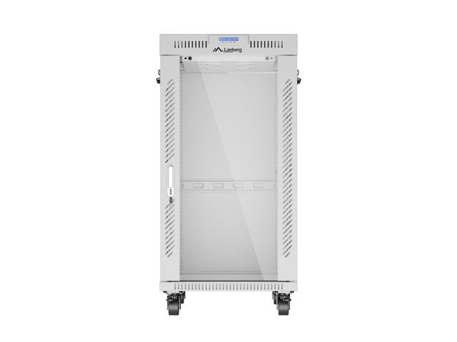 LANBERG 19/22U 600x800 grey LCD flat pack glass door V2 rack cabinet (FF01-6822-12SL) thumbnail