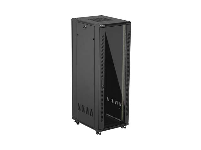 Lanberg FF01-6837-12B - Free-standing rack - 37U - 800 kg - Lock - Shelving rails - Adjustable feet (FF01-6837-12B) thumbnail