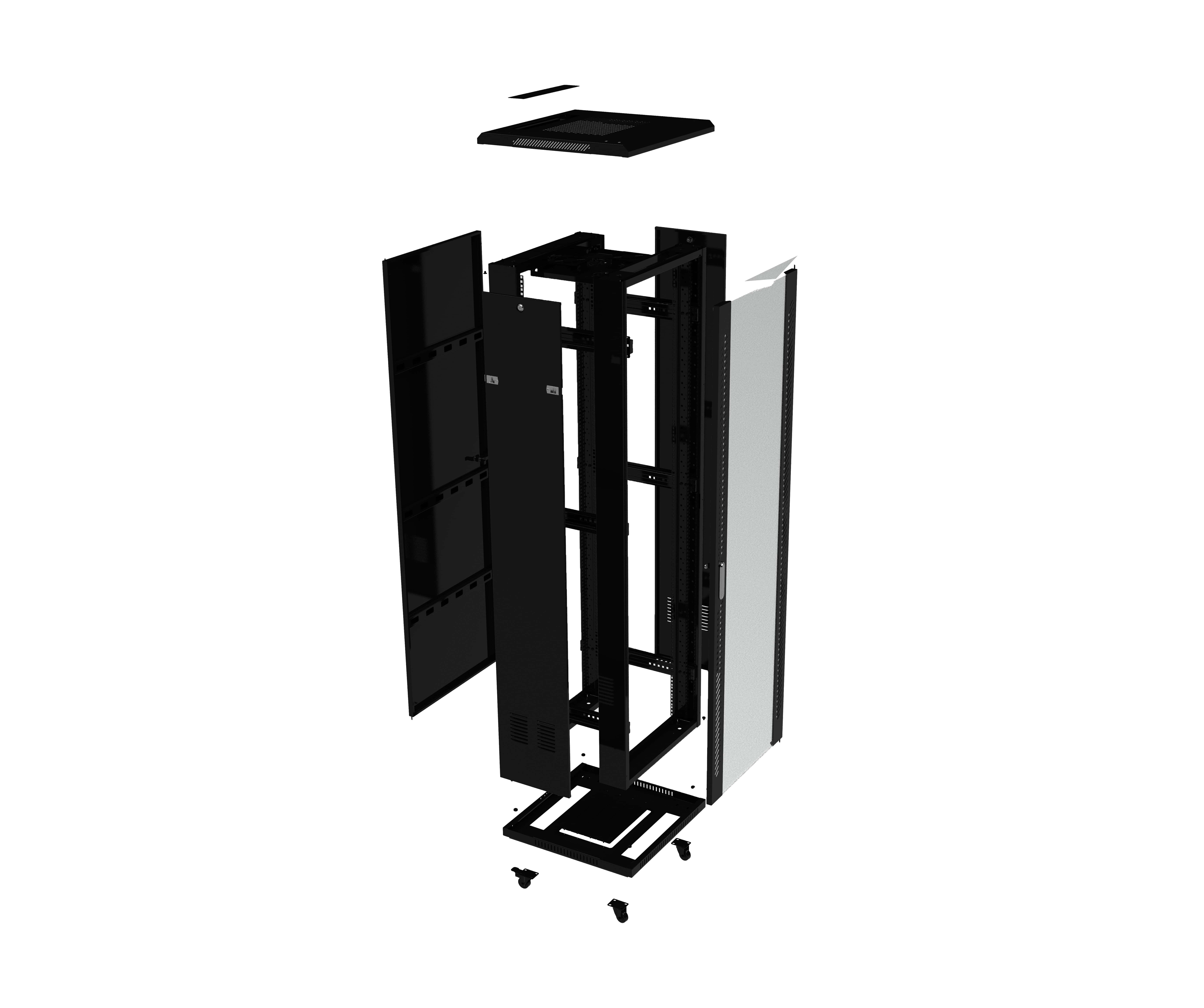Lanberg Installation rack 19 42U 800x1000 black, LCD glass door (Flat pack) (FF01-8042-12BL) thumbnail