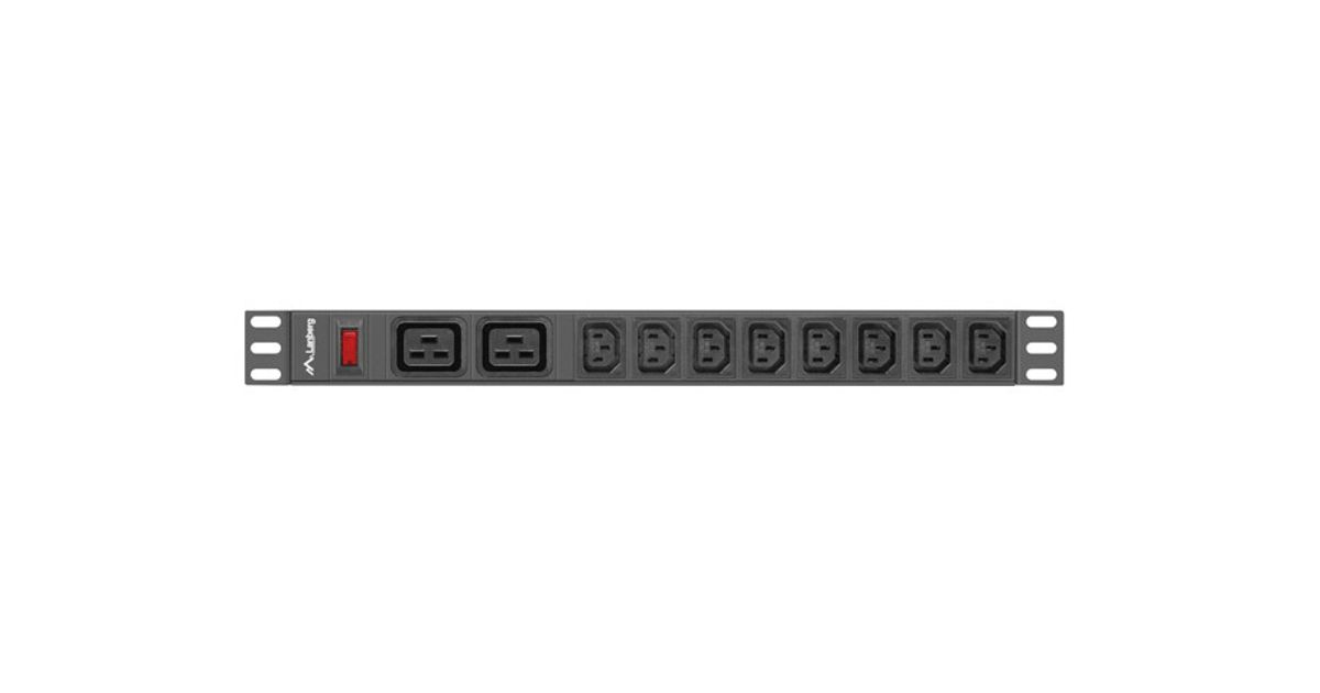 LANBERG 19 PDU-Steckdosenleiste 1U 2xC19 8xIEC C13,C20 16A (PDU-02I1908I-0200-C20-BK) thumbnail